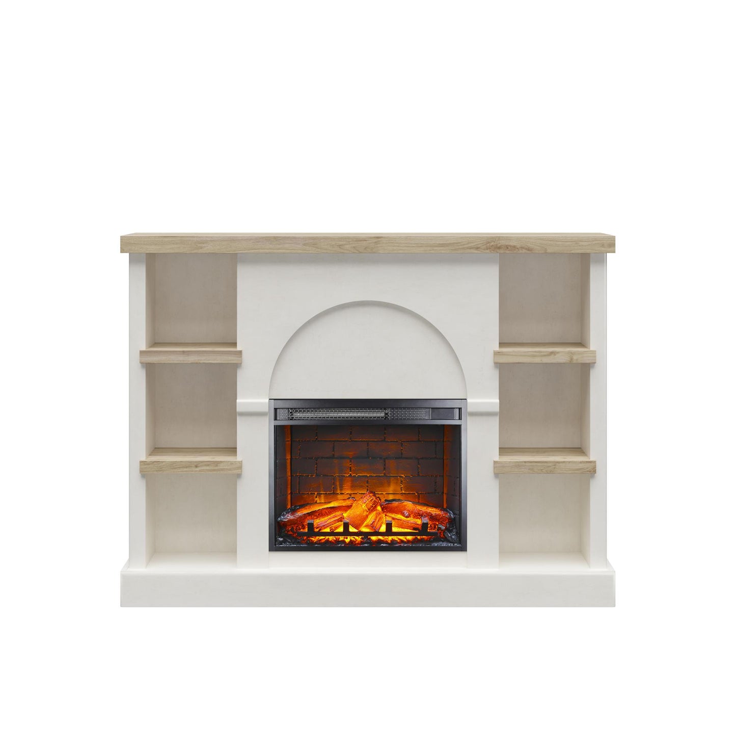 Winston Fireplace Mantel with Built-in Bookshelves - Plaster