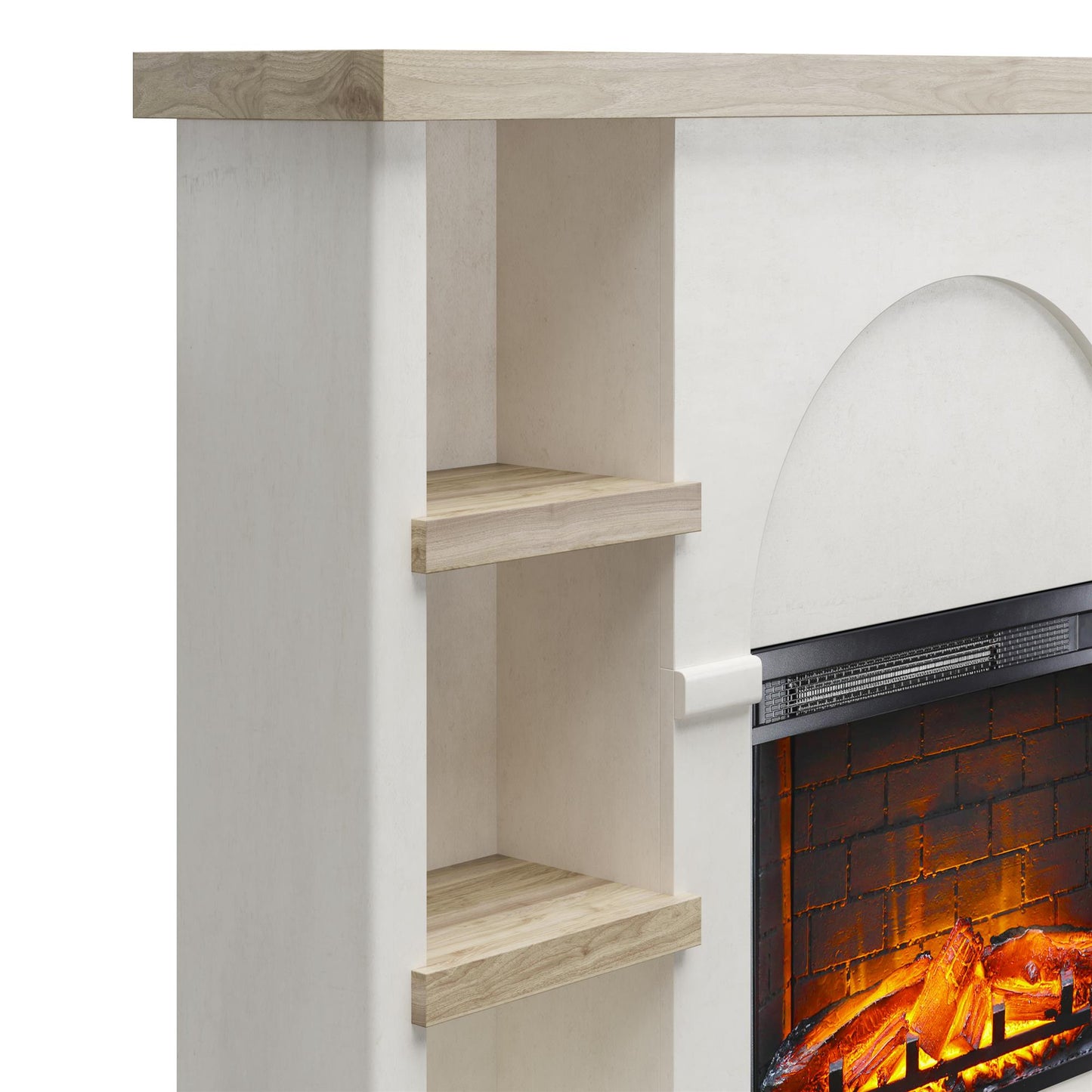 Winston Fireplace Mantel with Built-in Bookshelves - Plaster