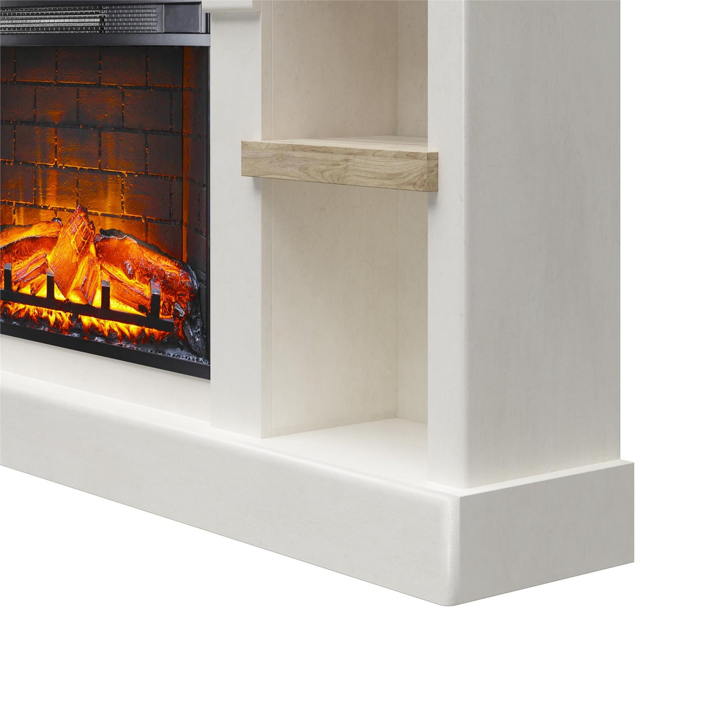 Winston Fireplace Mantel with Built-in Bookshelves - Plaster