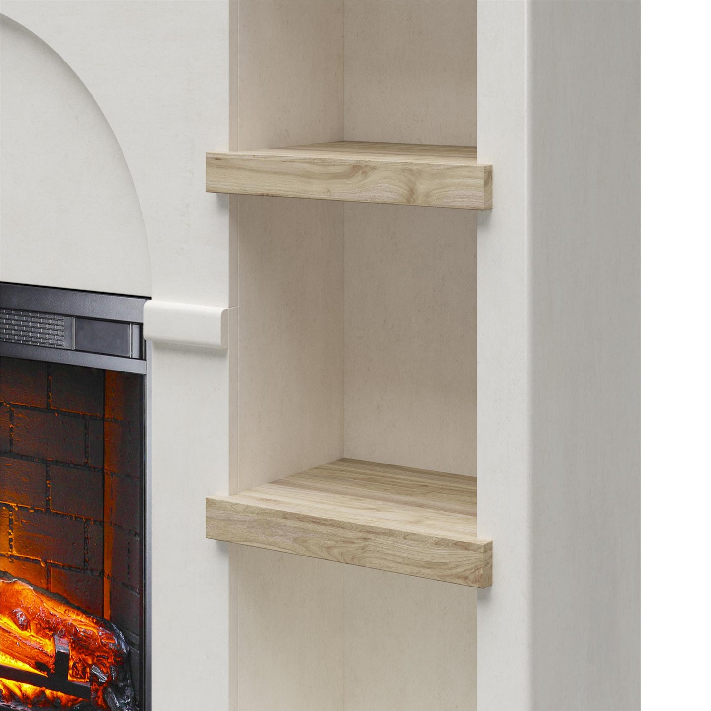 Winston Fireplace Mantel with Built-in Bookshelves - Plaster