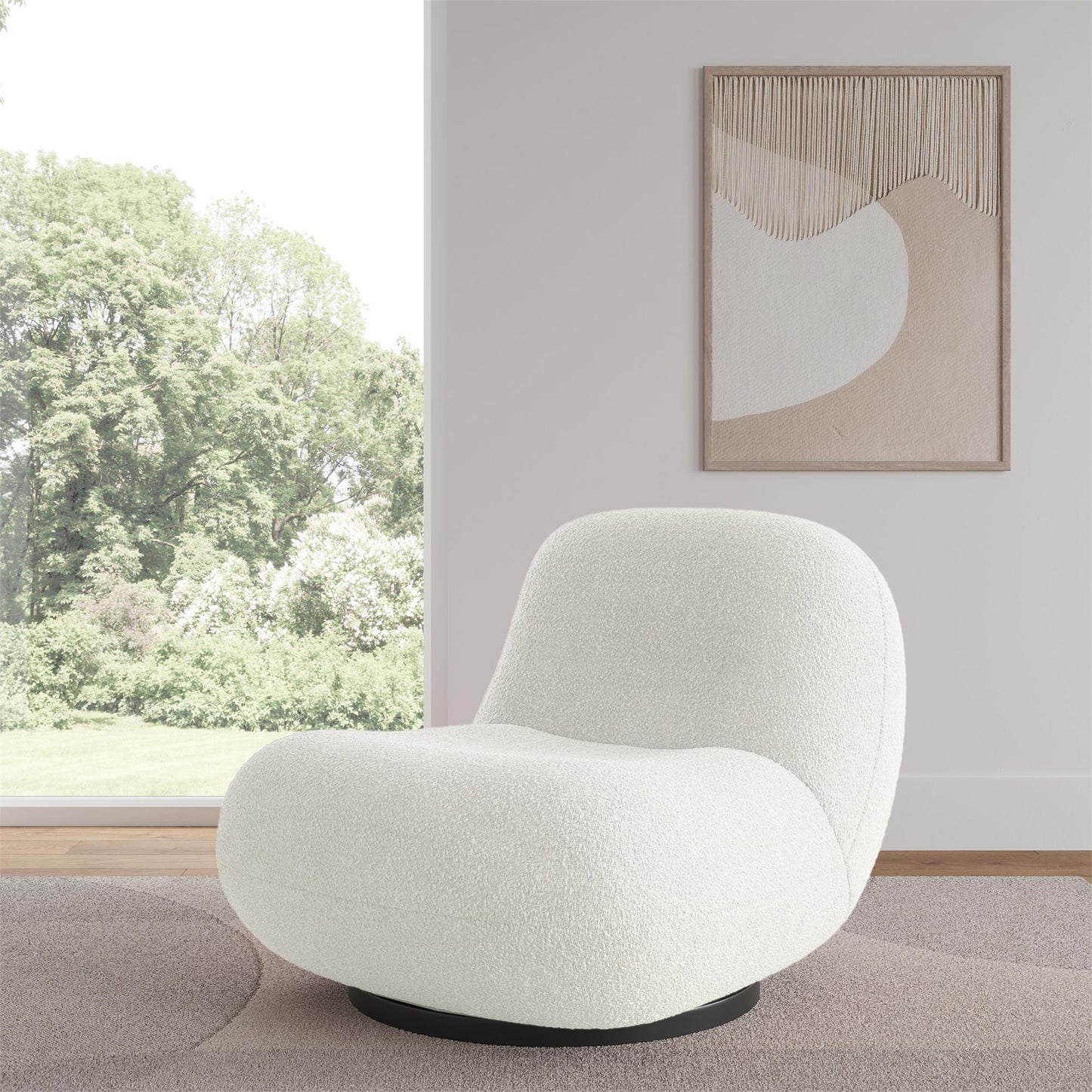 Crosby Boucle Swivel Chair - White