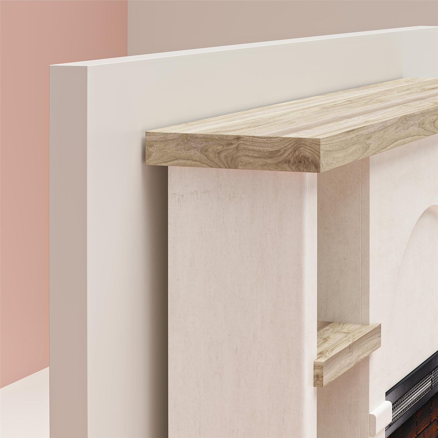 Winston Fireplace Mantel with Built-in Bookshelves - Plaster