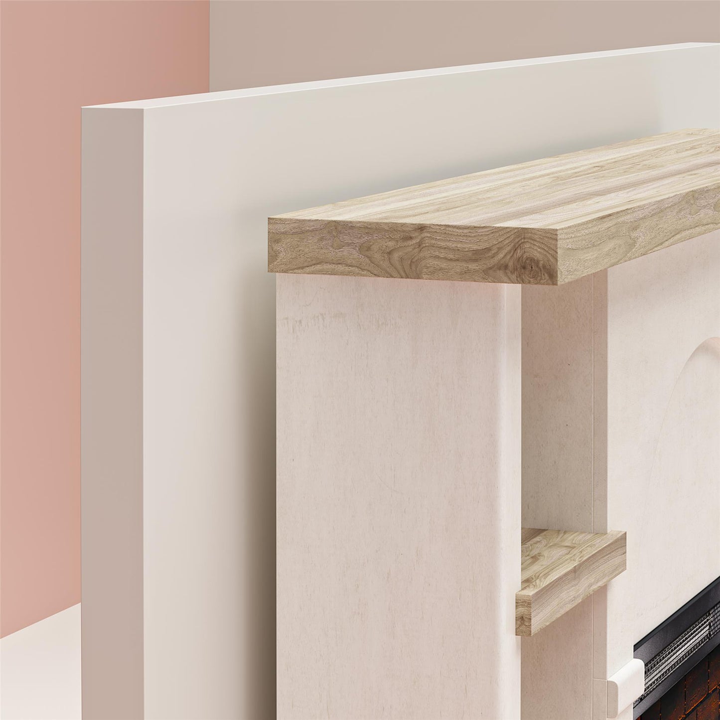 Winston Fireplace Mantel with Built-in Bookshelves - Plaster