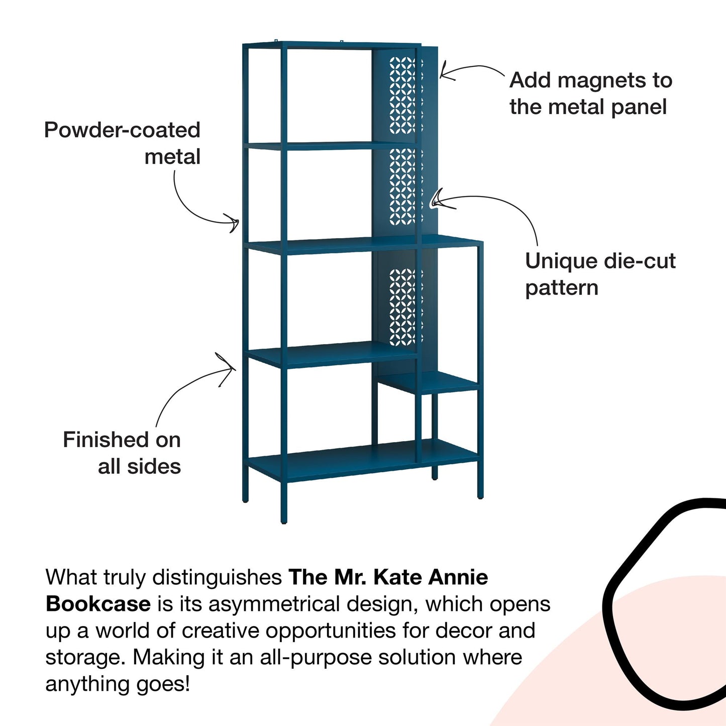 Annie Retro Bookcase - Moroccan Blue