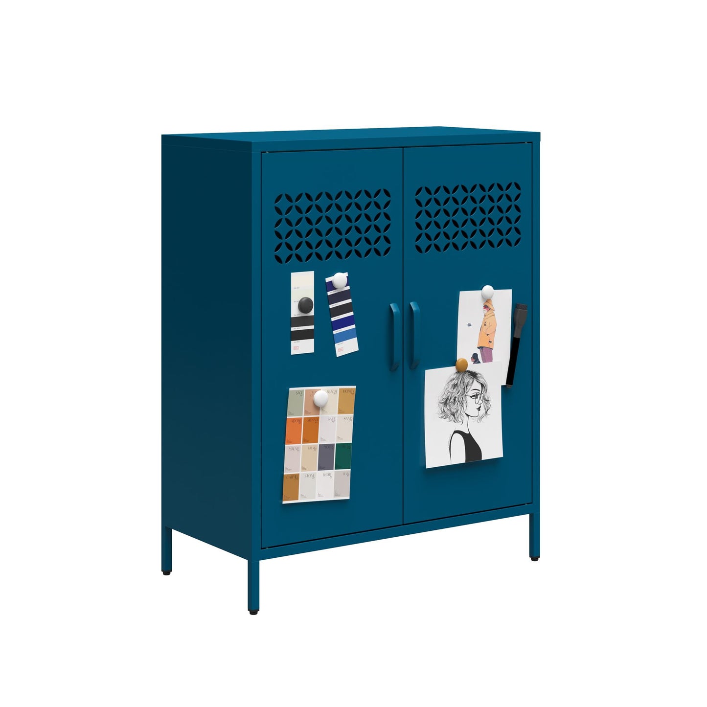 Annie Retro Short 2 Door Cabinet - Moroccan Blue