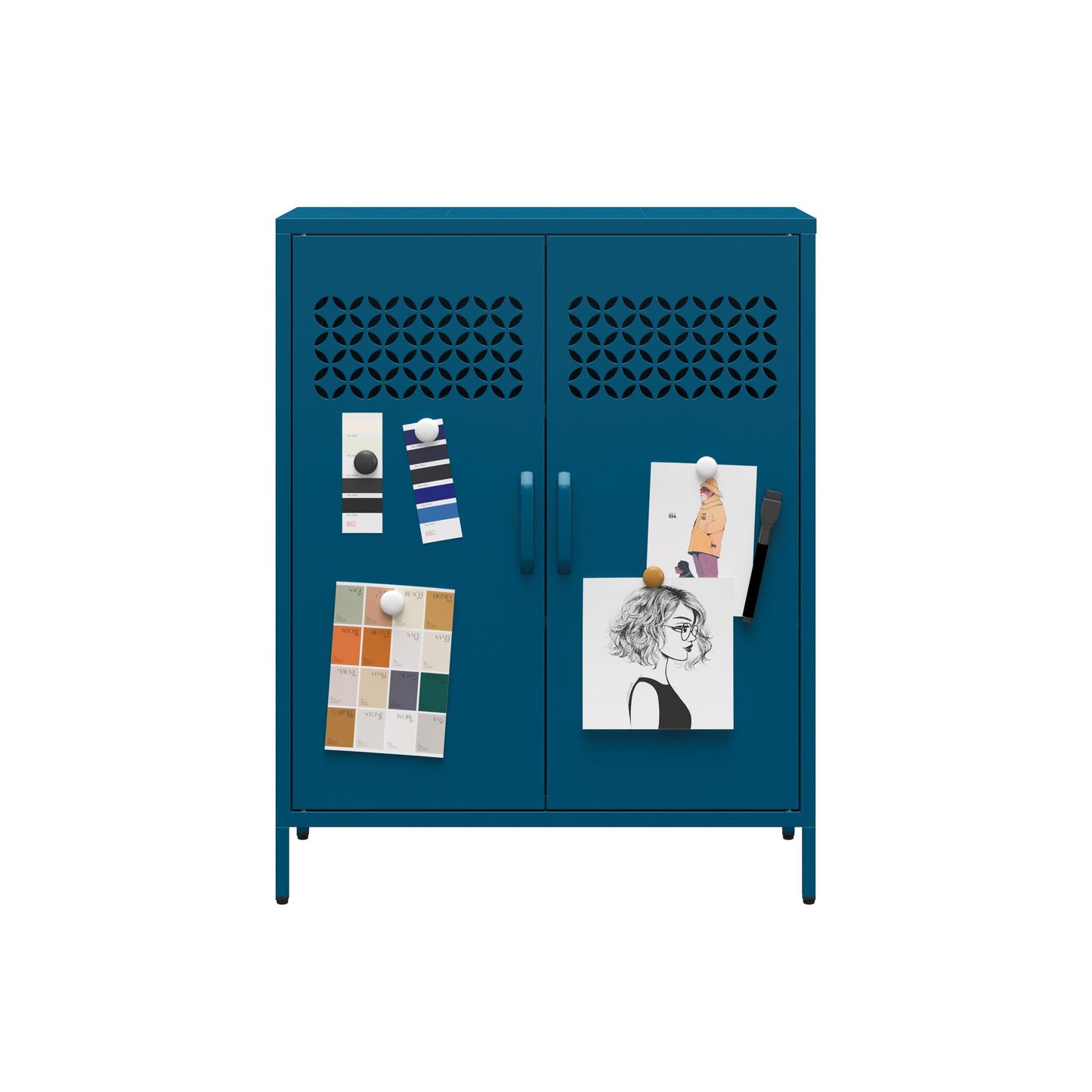 Annie Retro Short 2 Door Cabinet - Moroccan Blue