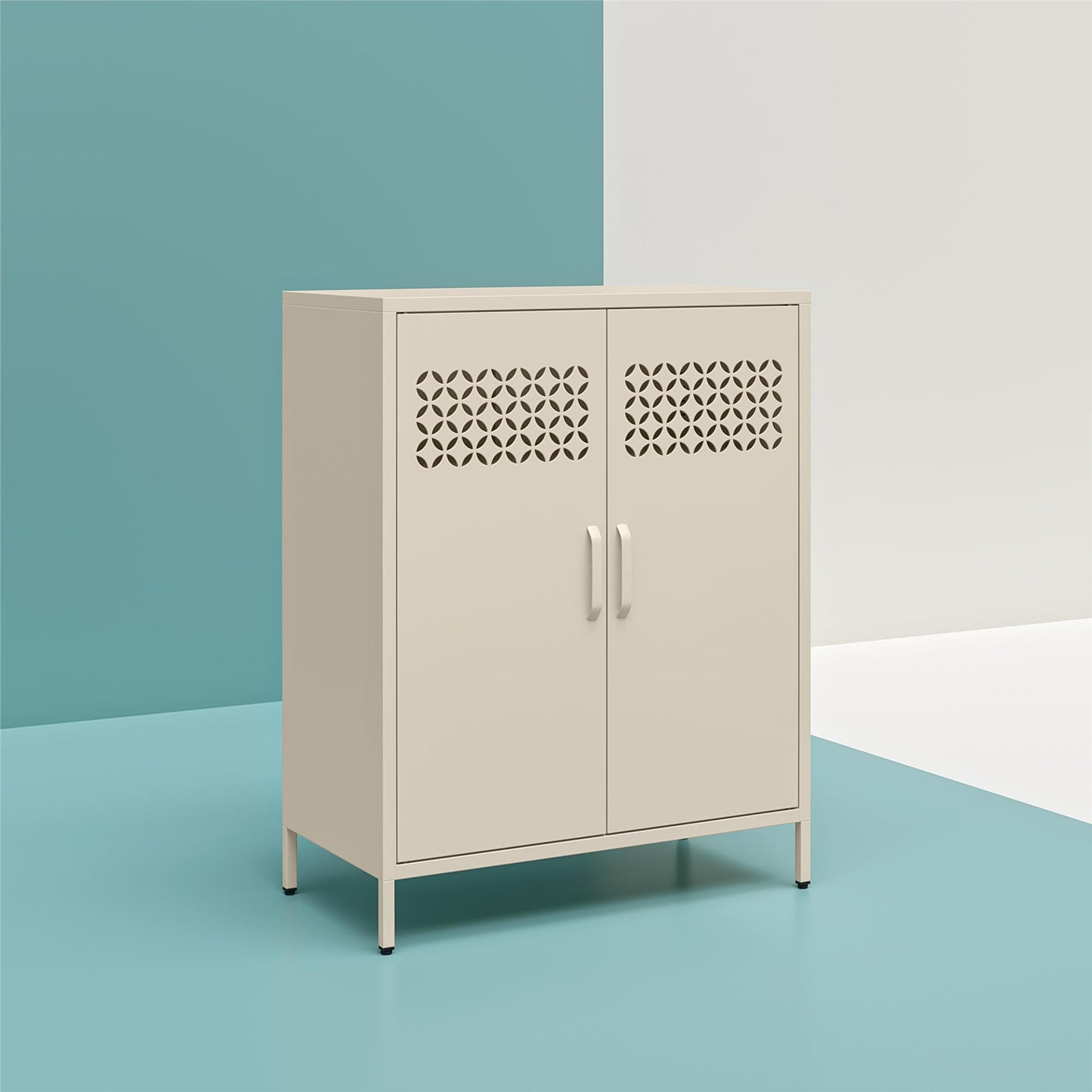 Annie Retro Short 2 Door Cabinet - Parchment