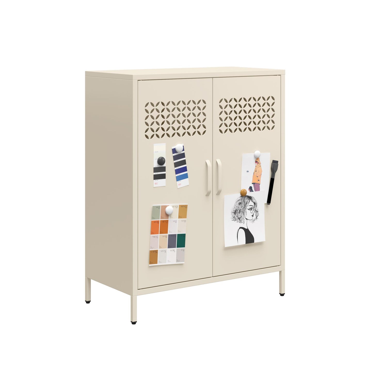 Annie Retro Short 2 Door Cabinet - Parchment