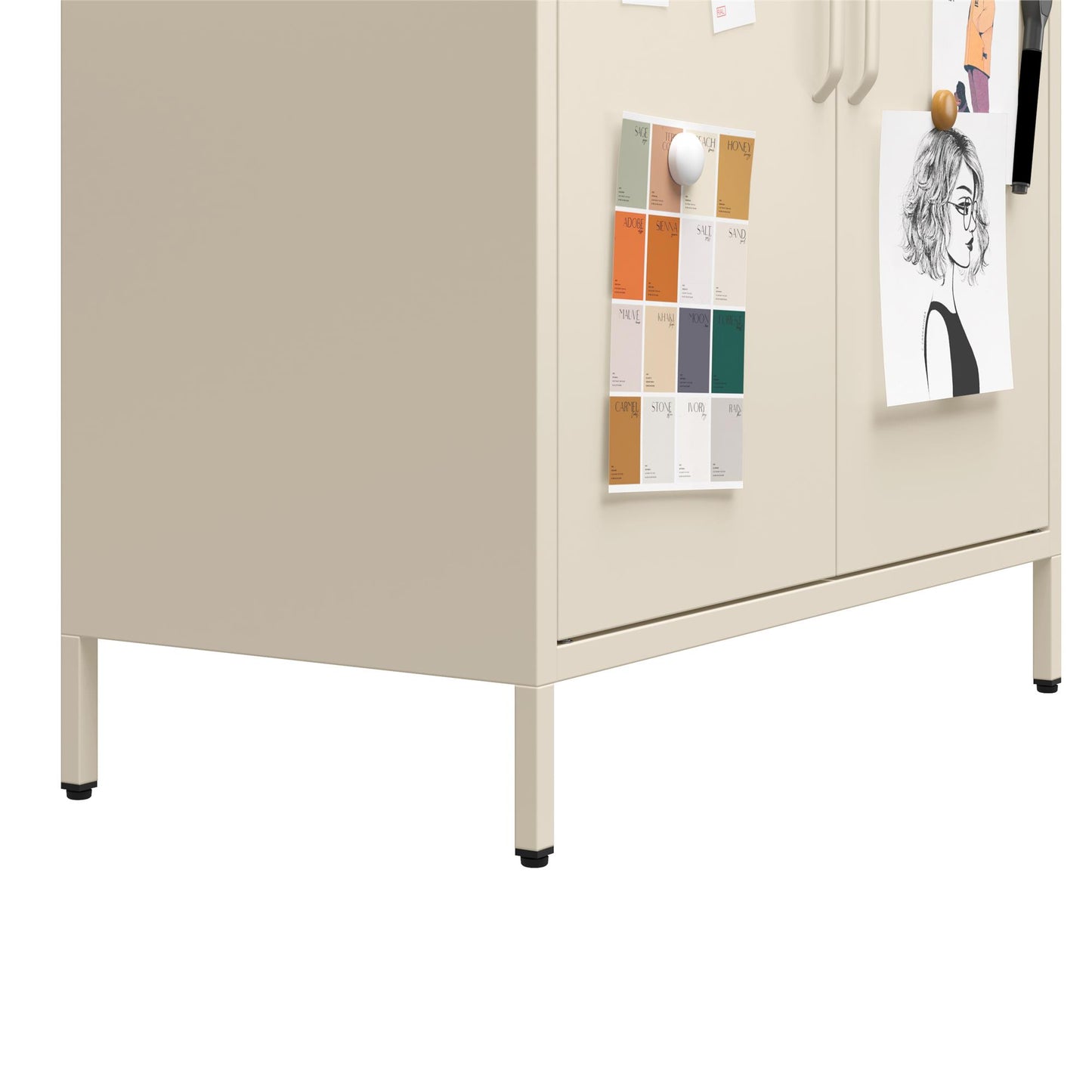 Annie Retro Short 2 Door Cabinet - Parchment