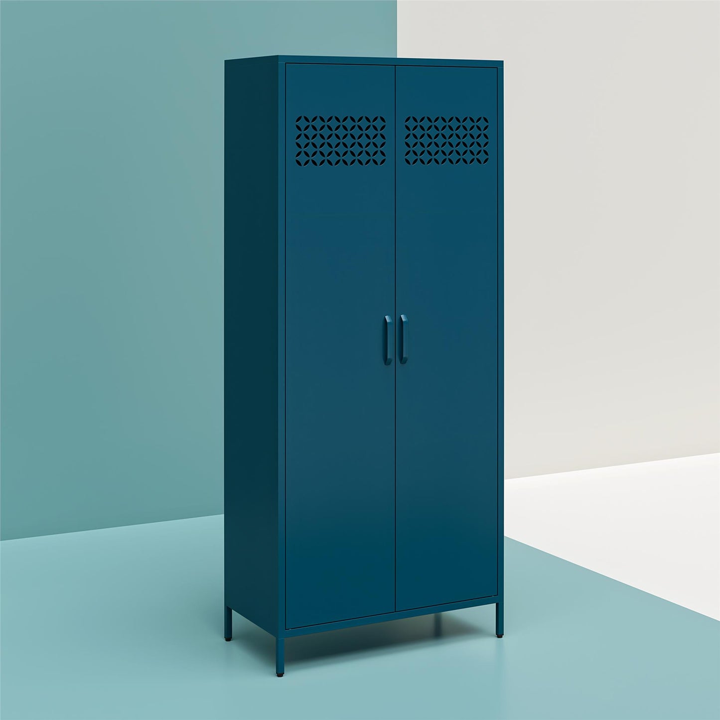 Annie Retro Tall 2 Door Cabinet - Moroccan Blue