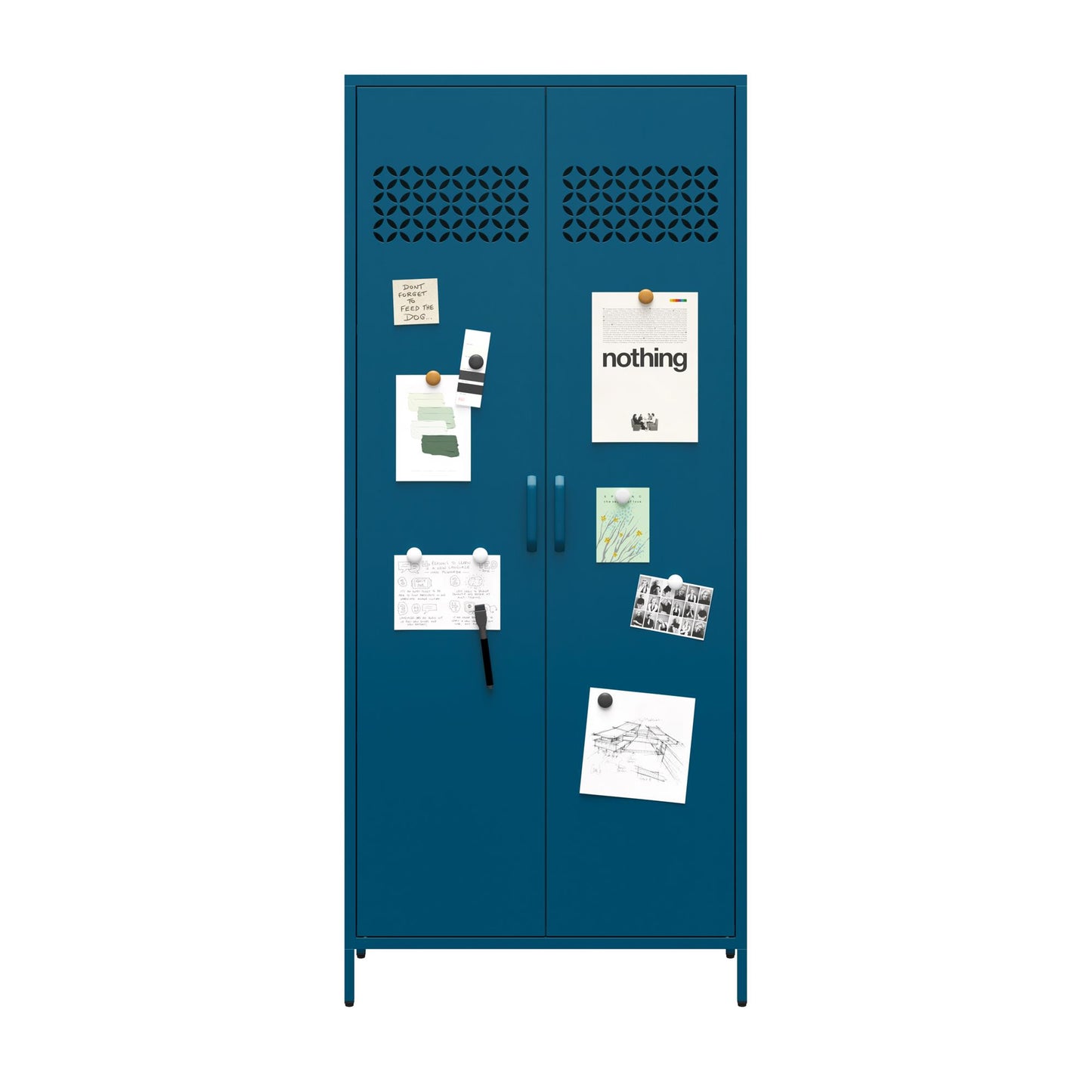 Annie Retro Tall 2 Door Cabinet - Moroccan Blue