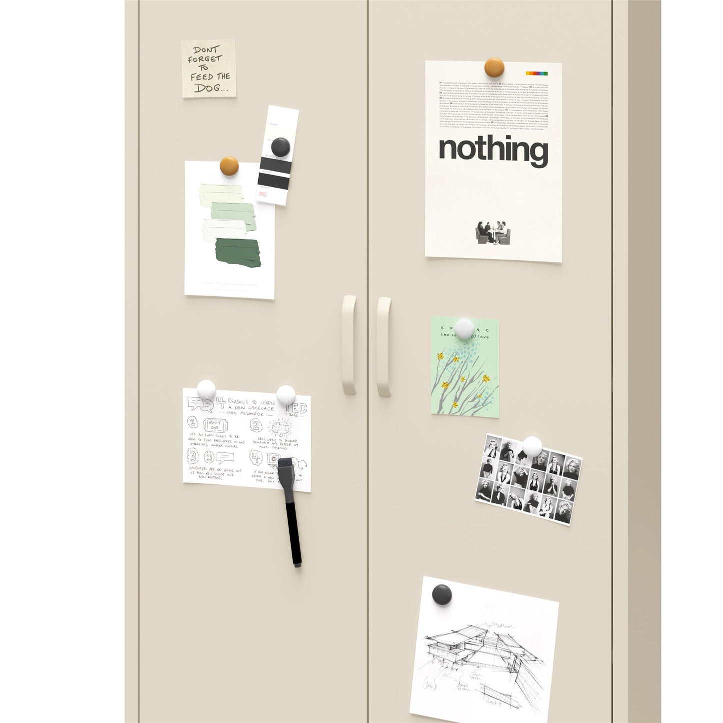 Annie Retro Tall 2 Door Cabinet - Parchment