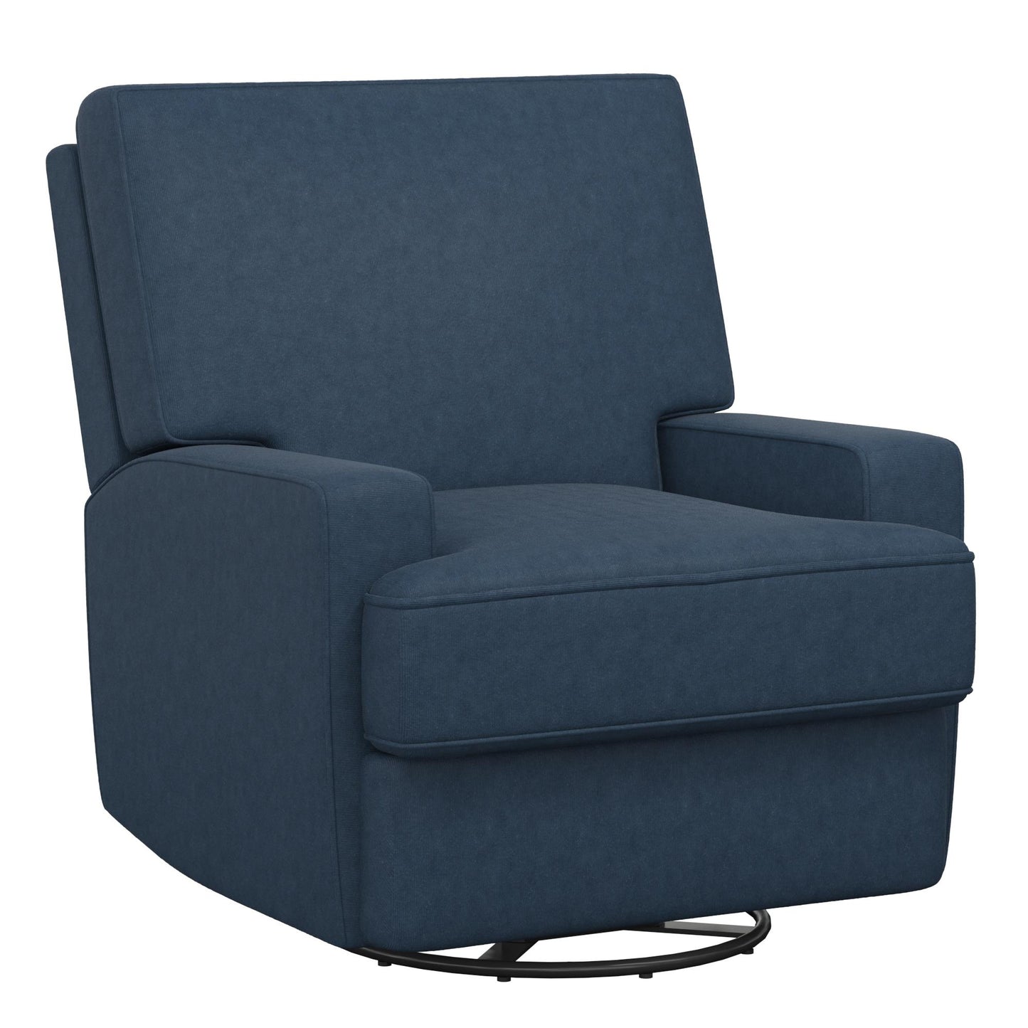Rylan Upholstered Swivel Glider Recliner Chair with Square Back - Blue