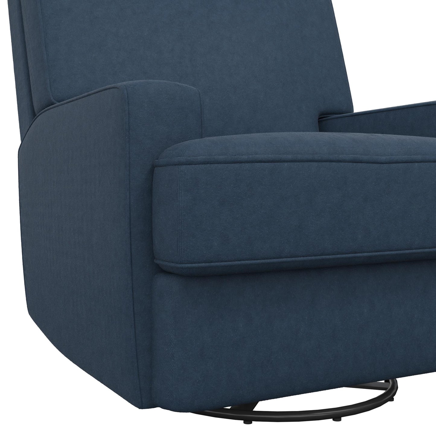 Rylan Upholstered Swivel Glider Recliner Chair with Square Back - Blue