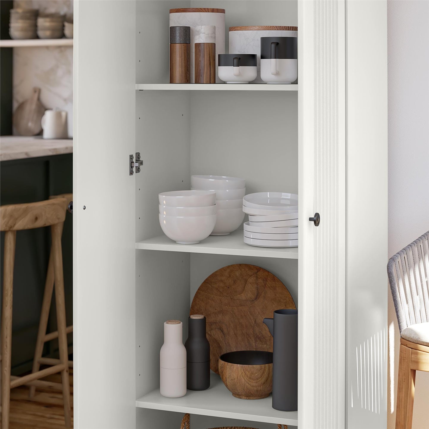 Kendall Fluted 24 In Wide 2 Door Storage Cabinet - White