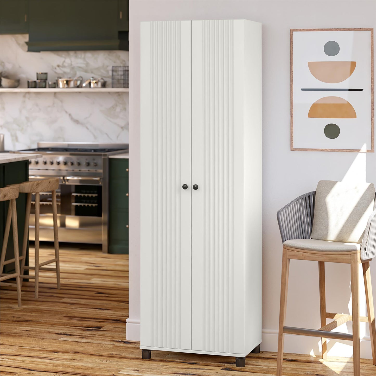 Kendall Fluted 24 In Wide 2 Door Storage Cabinet - White