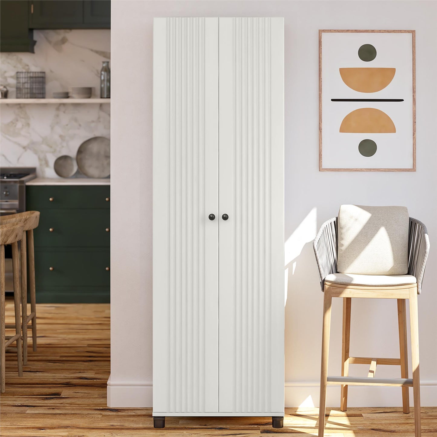 Kendall Fluted 24 In Wide 2 Door Storage Cabinet - White