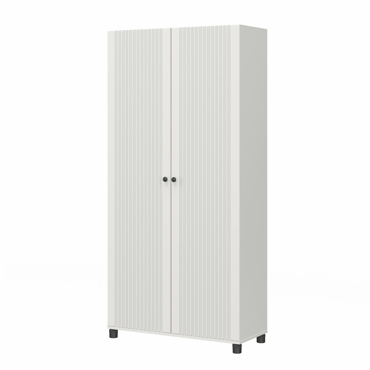Kendall Fluted 36 In Wide 2 Door Storage Cabinet - White