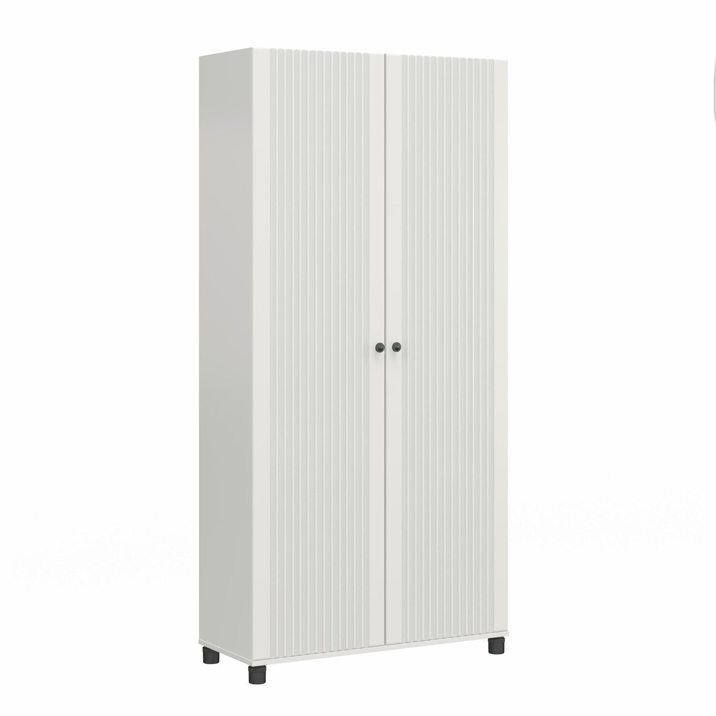 Kendall Fluted 36 In Wide 2 Door Storage Cabinet - White
