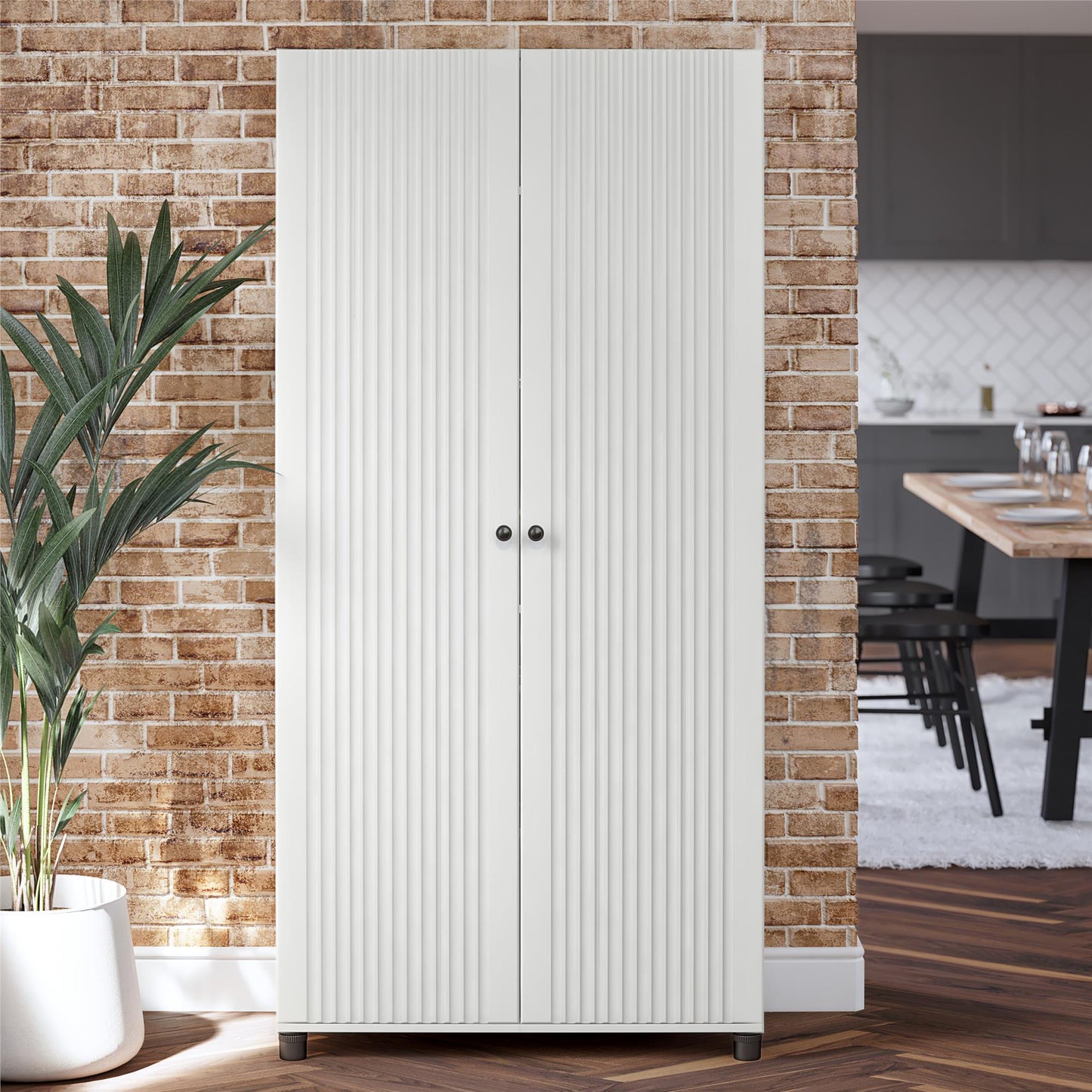 Kendall Fluted 36 In Wide 2 Door Storage Cabinet - White