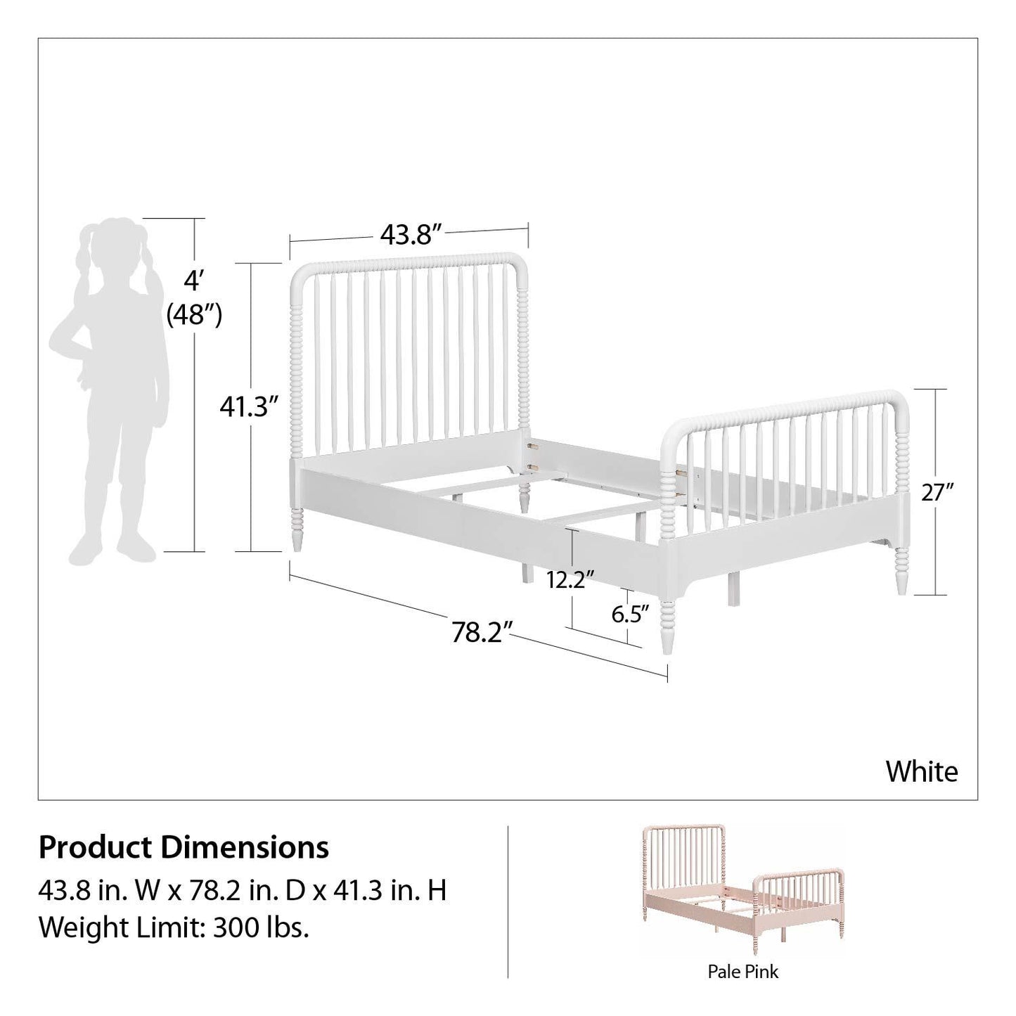 Rowan Valley Linden Kids’ Twin Size Bed with Wood Spindles - White - Twin
