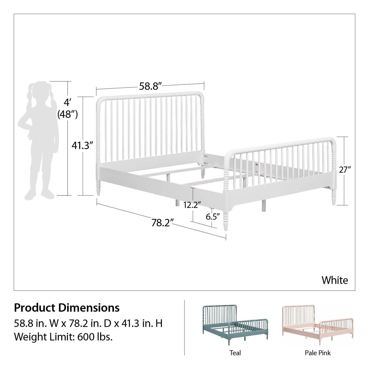 Rowan Valley Linden Kids’ Full Size Bed with Wood Spindles - Teal - Full