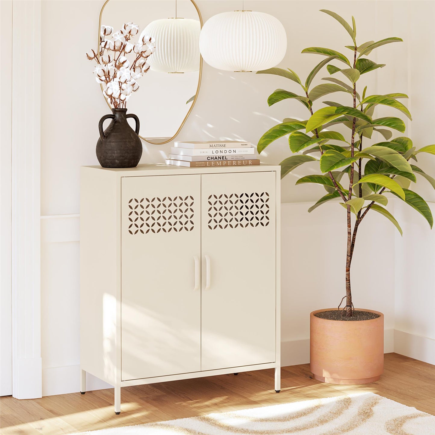 Annie Retro Short 2 Door Cabinet - Parchment