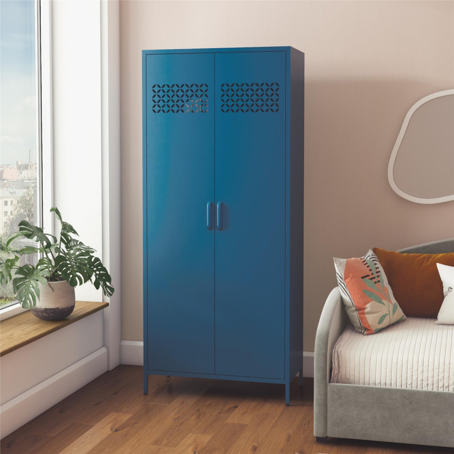 Annie Retro Tall 2 Door Cabinet - Moroccan Blue