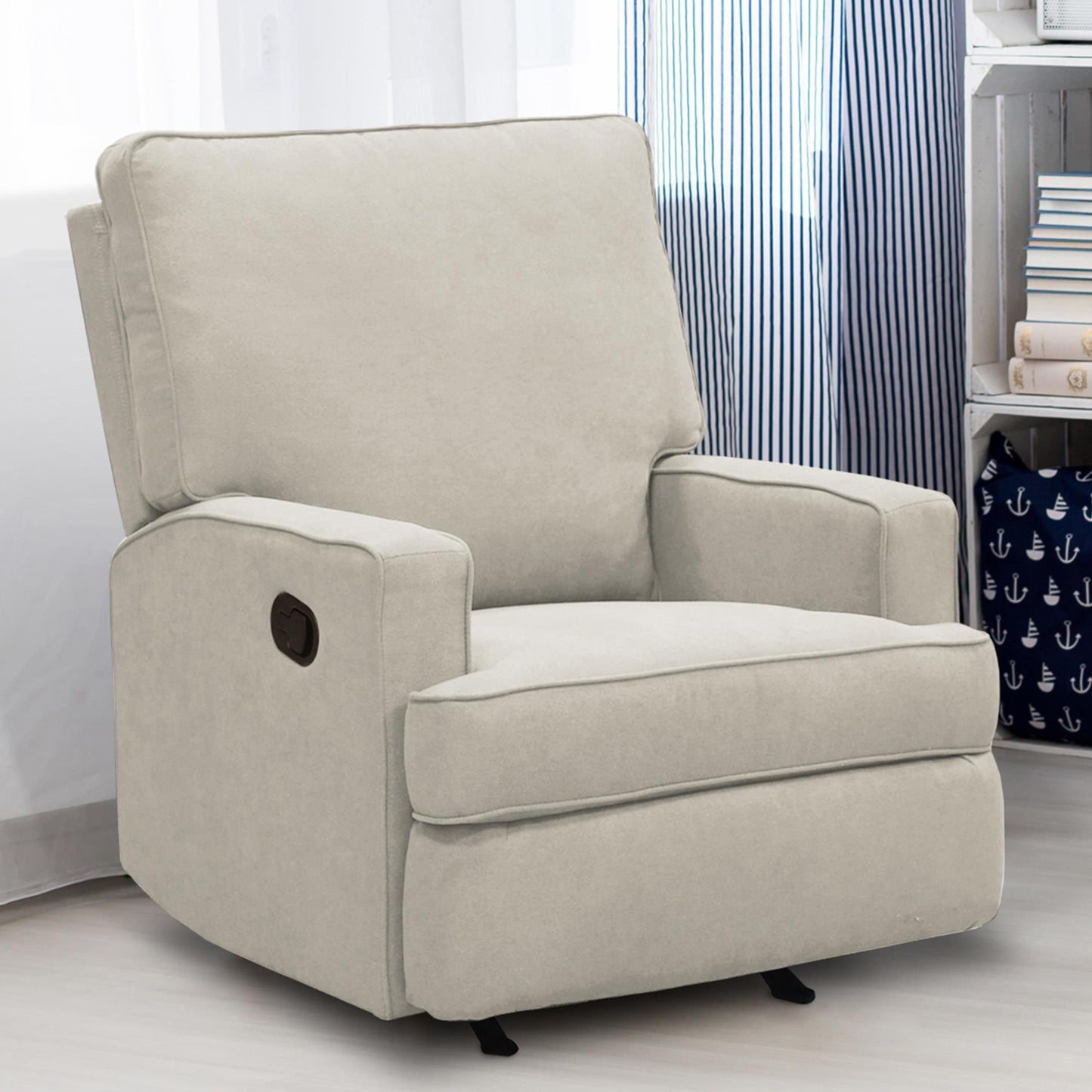 Baby Relax Salma Glider Rocker Recliner Chair, Beige Chenille - Beige