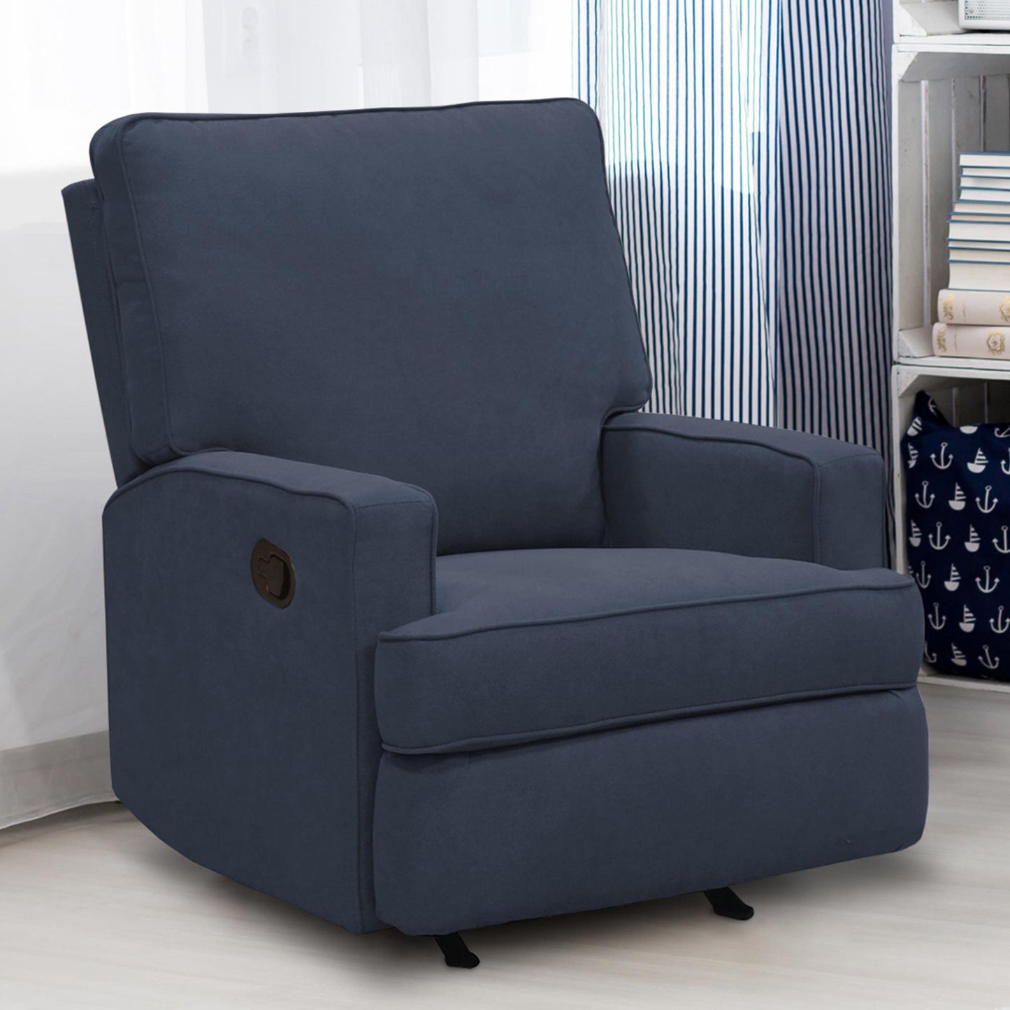 Baby Relax Salma Glider Rocker Recliner Chair, Navy Chenille - Navy