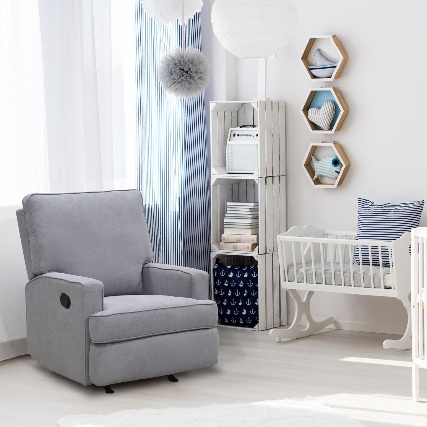 Baby Relax Salma Glider Rocker Recliner Chair, Gray Chenille - Gray