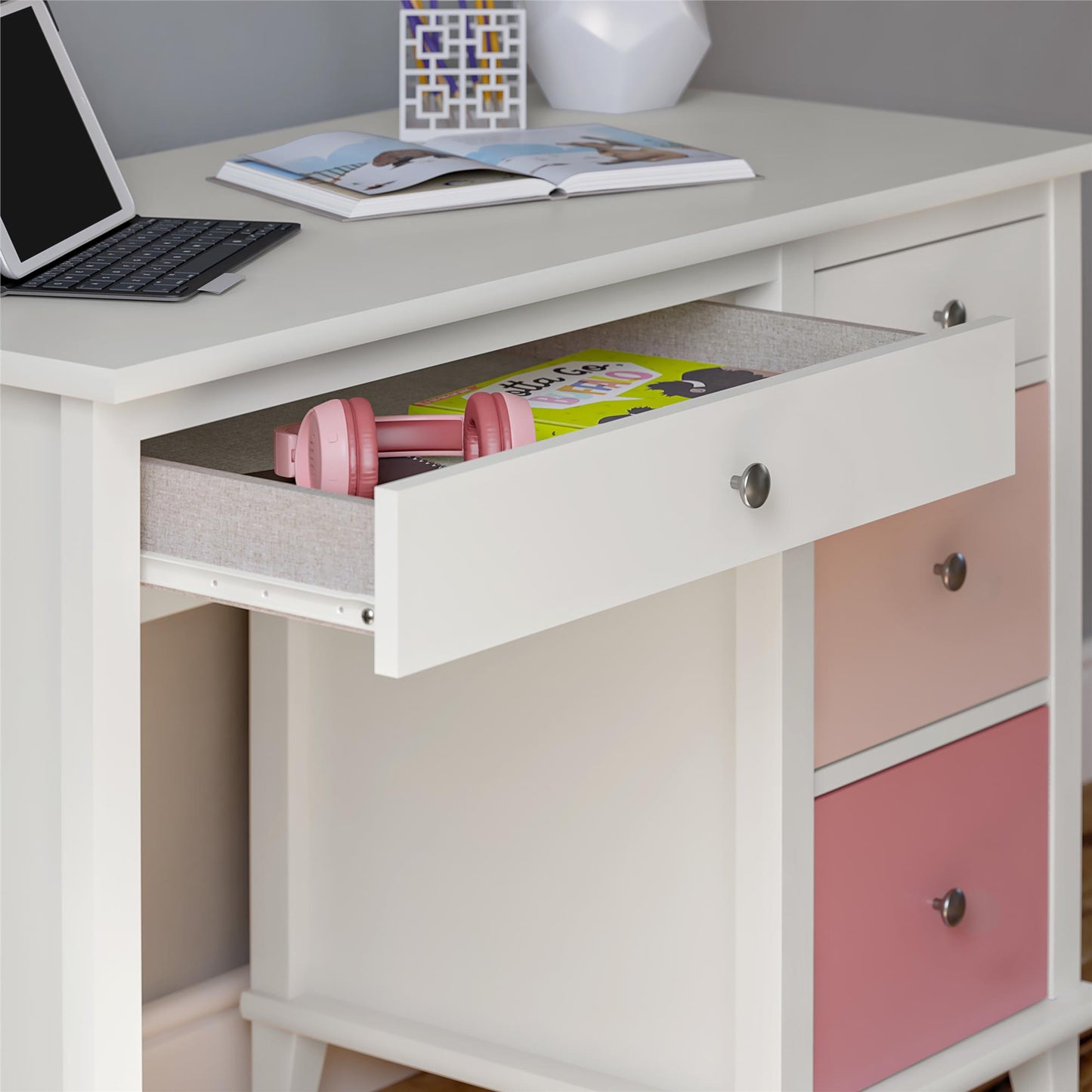 Monarch Hill Poppy Kids’ Desk with 2 Sets of Knobs - Pink