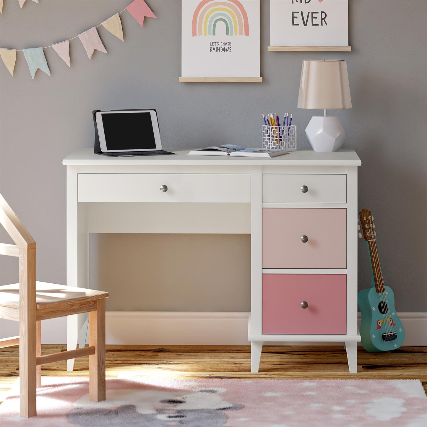 Monarch Hill Poppy Kids’ Desk with 2 Sets of Knobs - Pink
