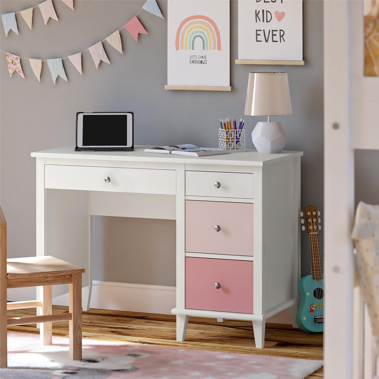Monarch Hill Poppy Kids’ Desk with 2 Sets of Knobs - Pink