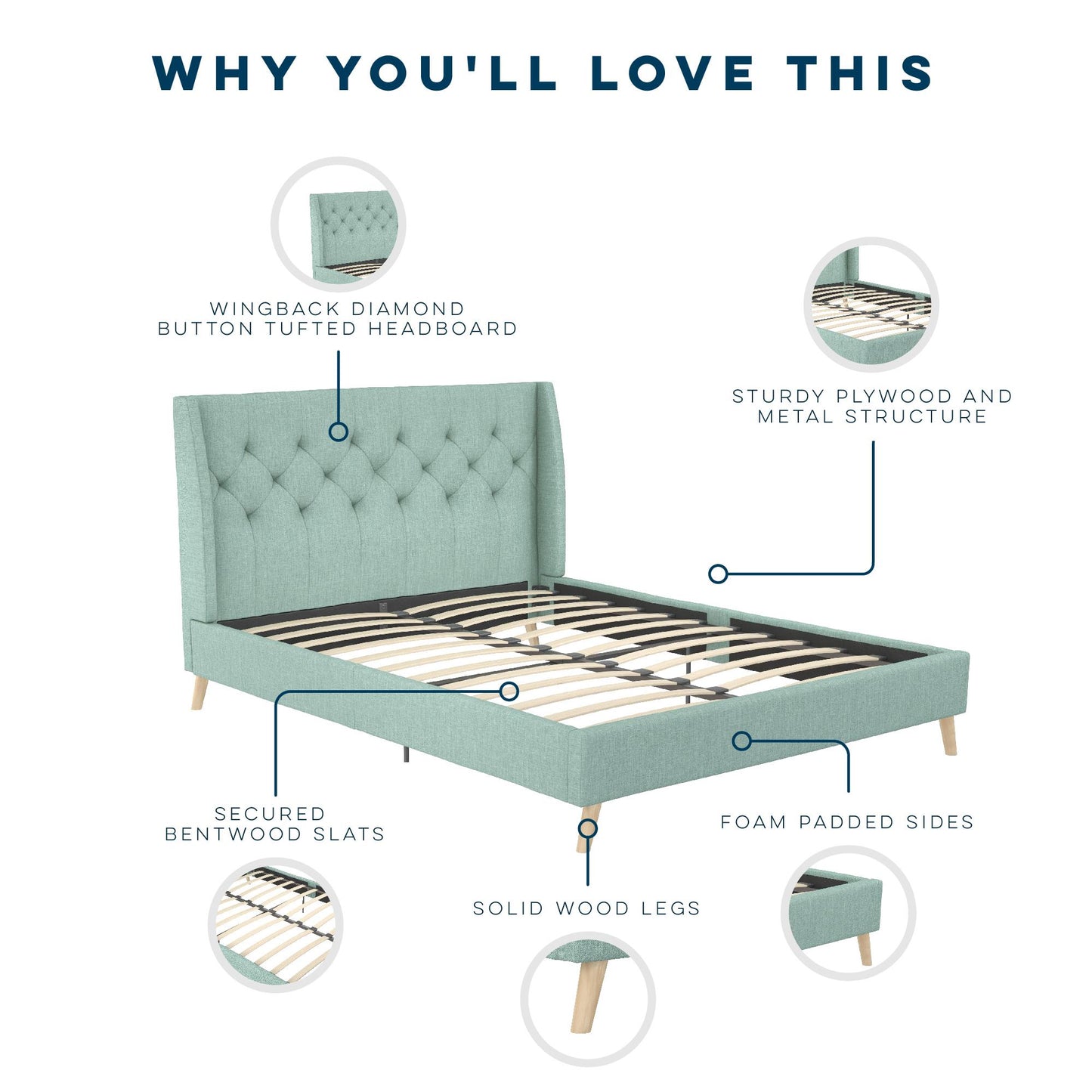 Her Majesty Bed - Green - Full