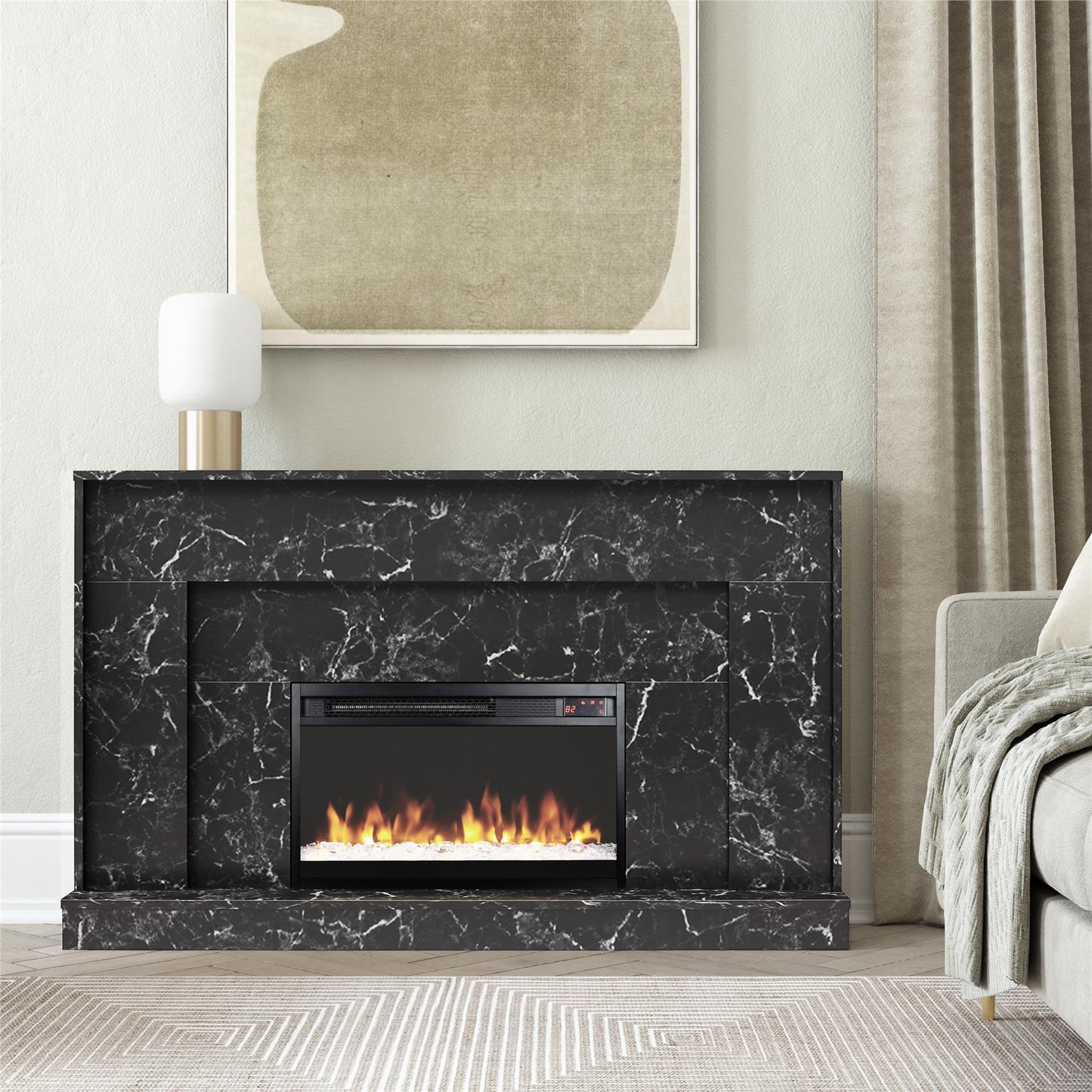 Liberty Mantel Fireplace - Black Marble