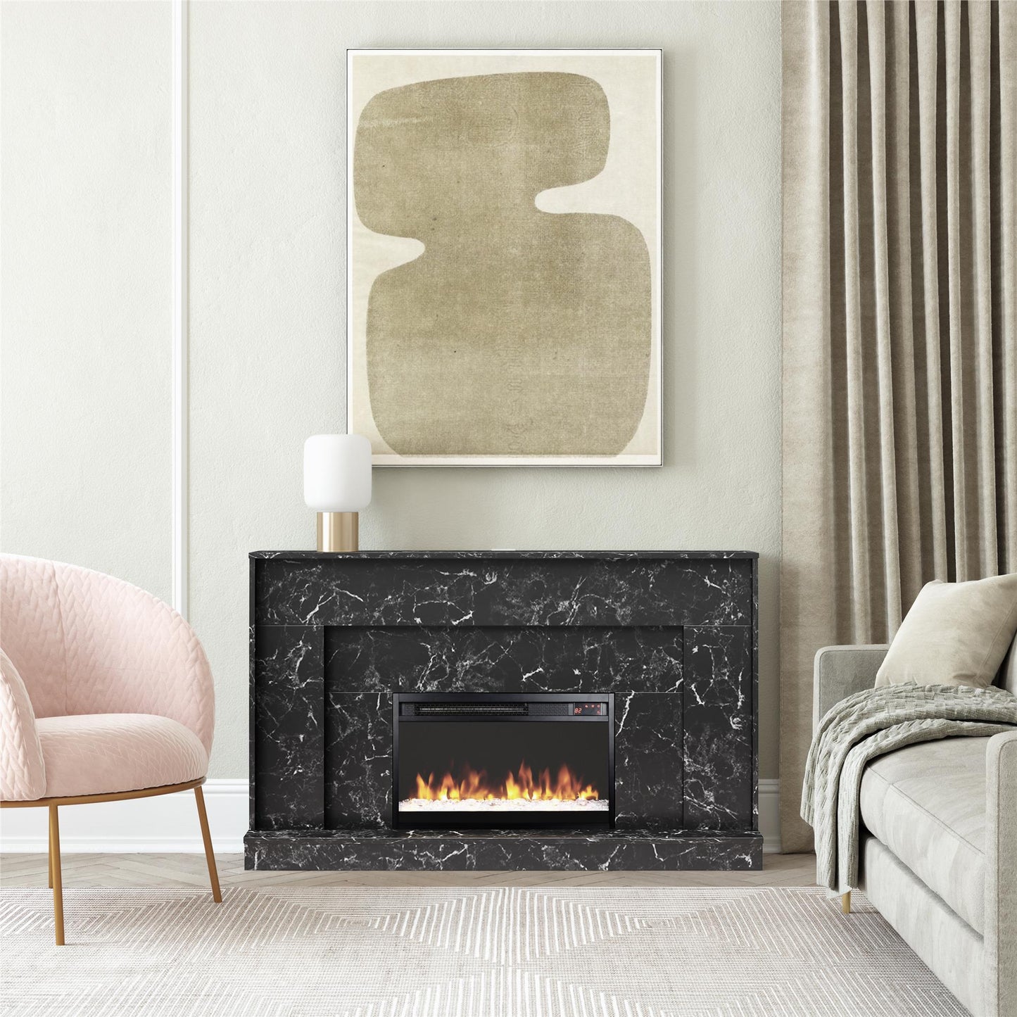 Liberty Mantel Fireplace - Black Marble