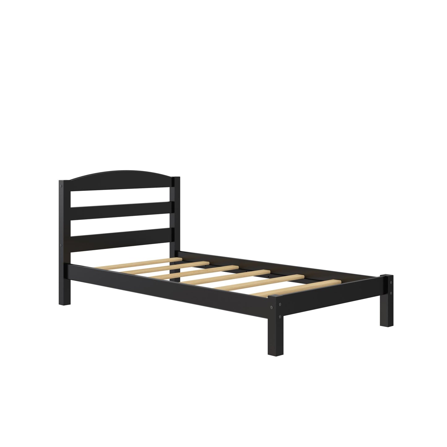 Braylon Twin Sized Wooden Bed Frame with Wood Slats - Black