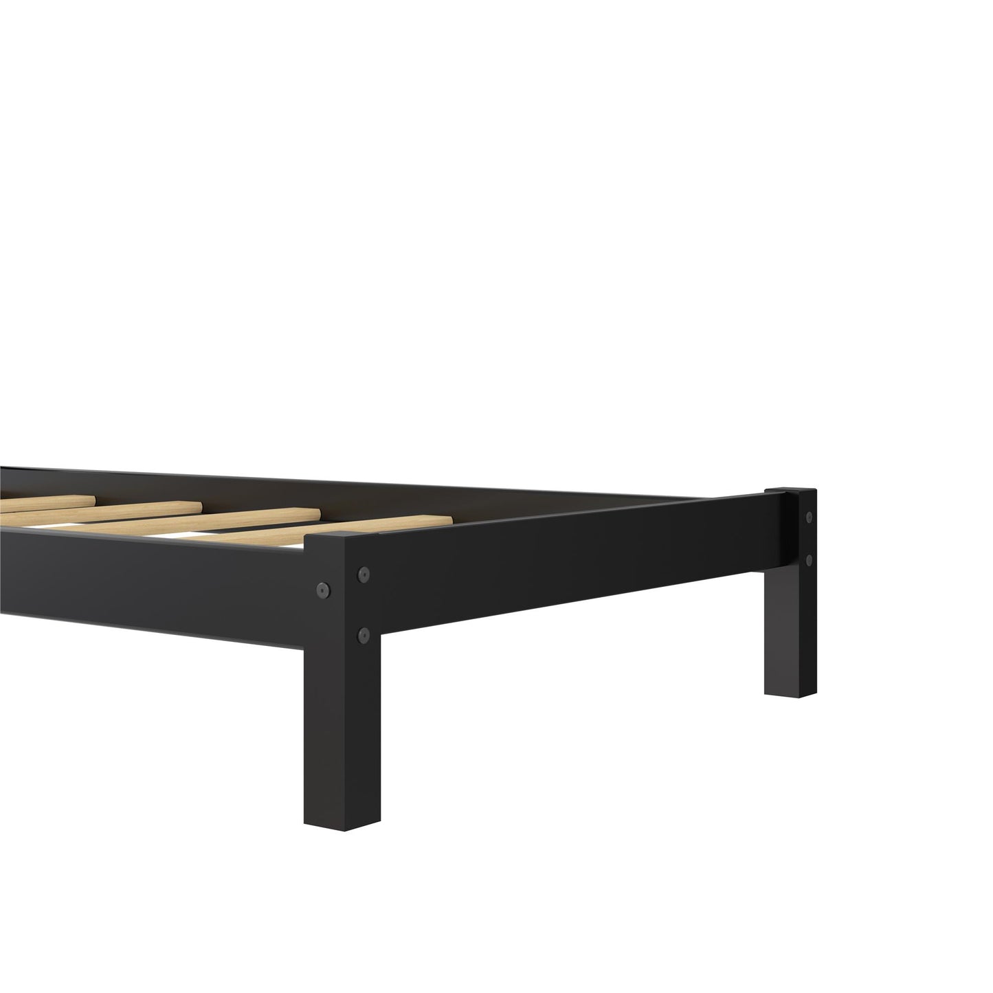 Braylon Twin Sized Wooden Bed Frame with Wood Slats - Black