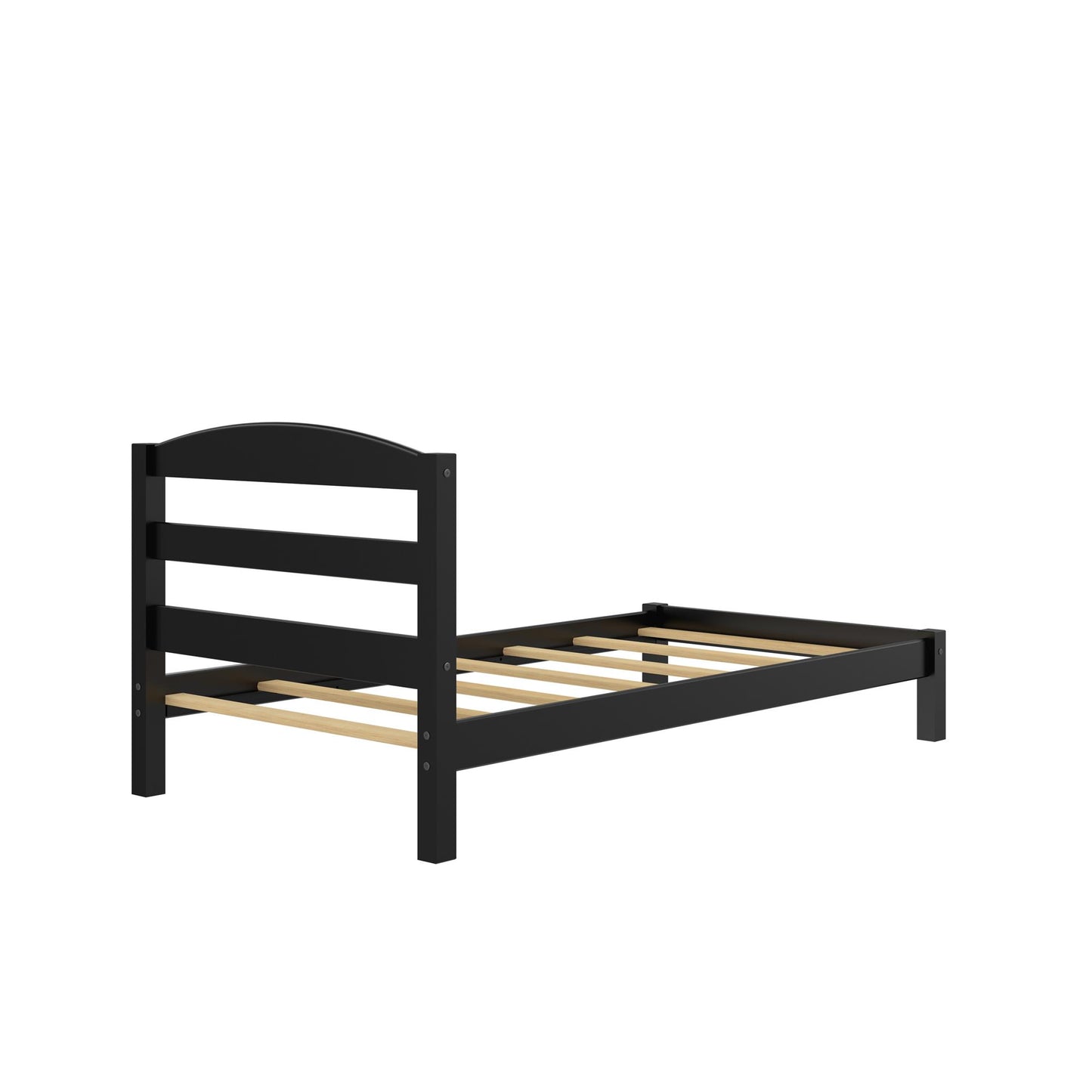 Braylon Twin Sized Wooden Bed Frame with Wood Slats - Black