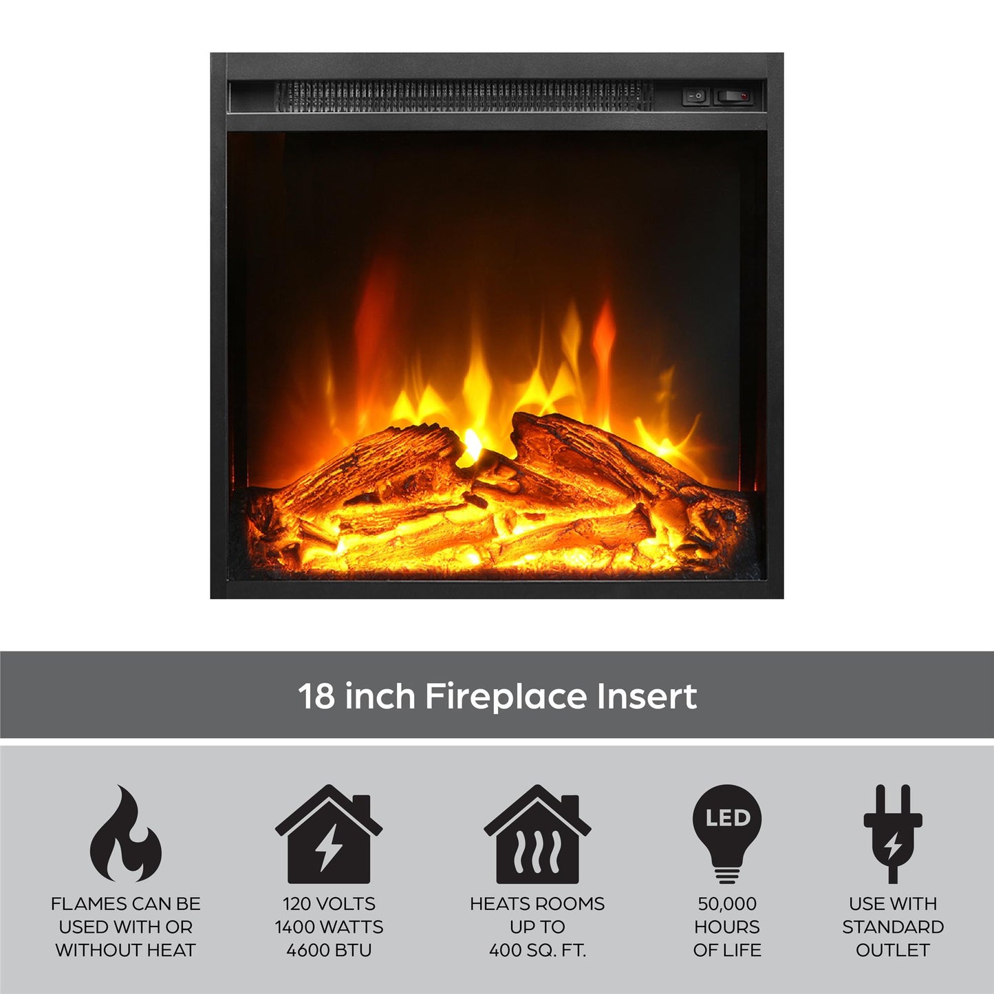 Chicago Electric Fireplace TV Console for TVs up to 50 Inch - Black Oak