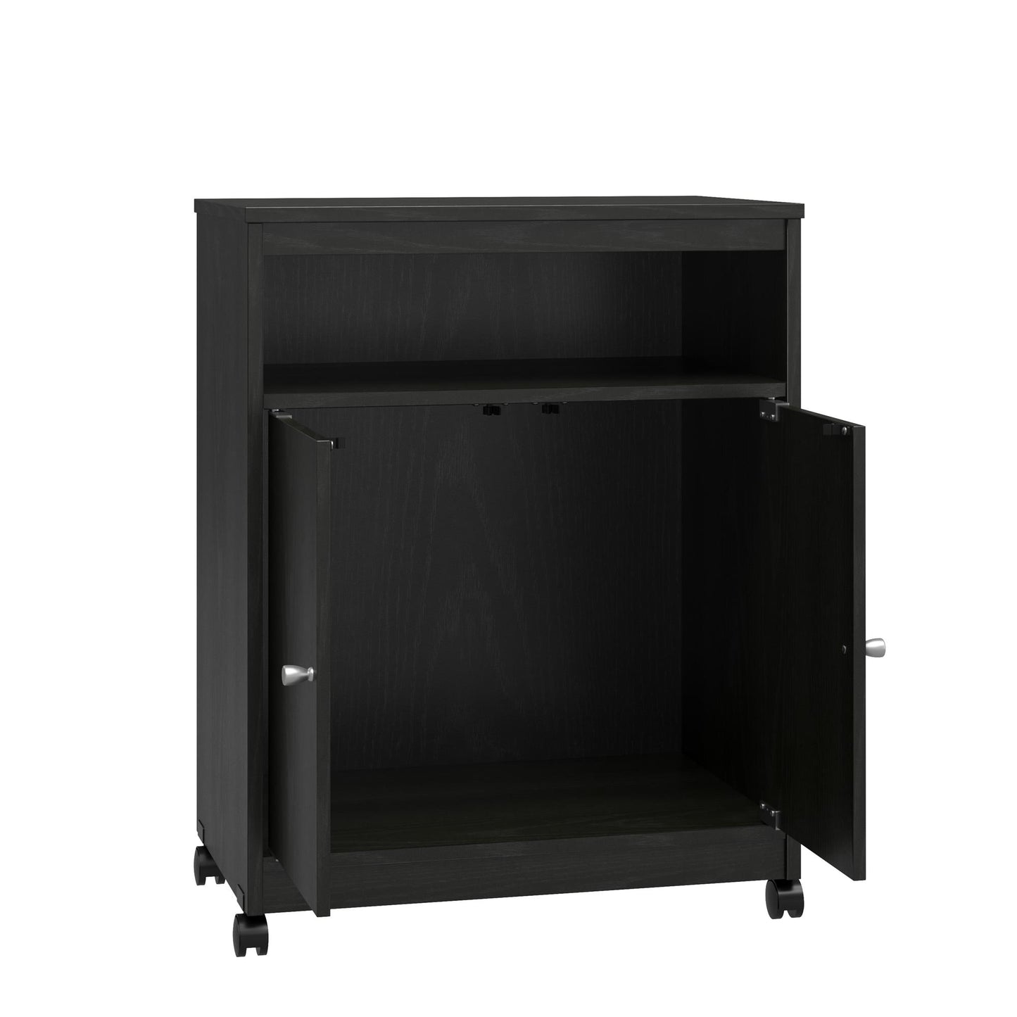 Landry 2 Door Utility Microwave Cart with Shelves - Black Oak