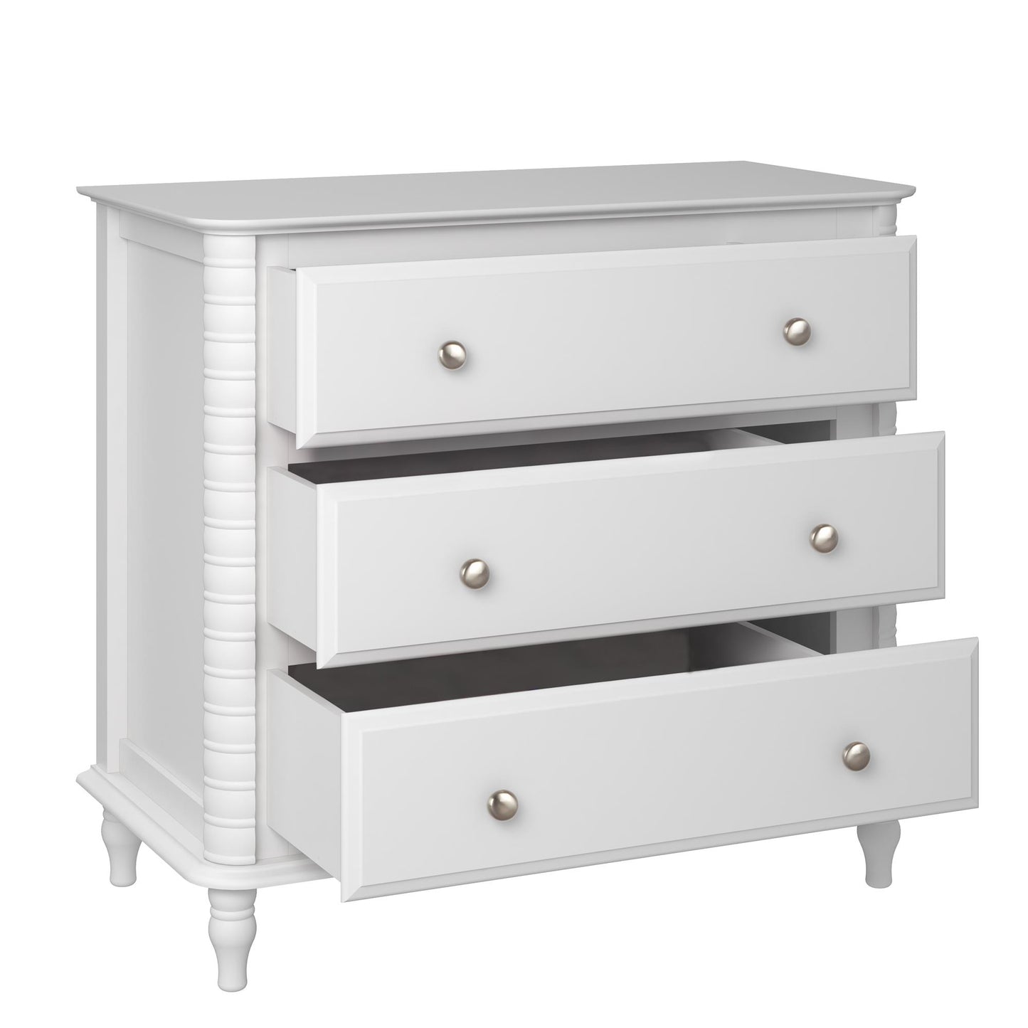 Rowan Valley Linden 3 Drawer Dresser with Wood Feet - White