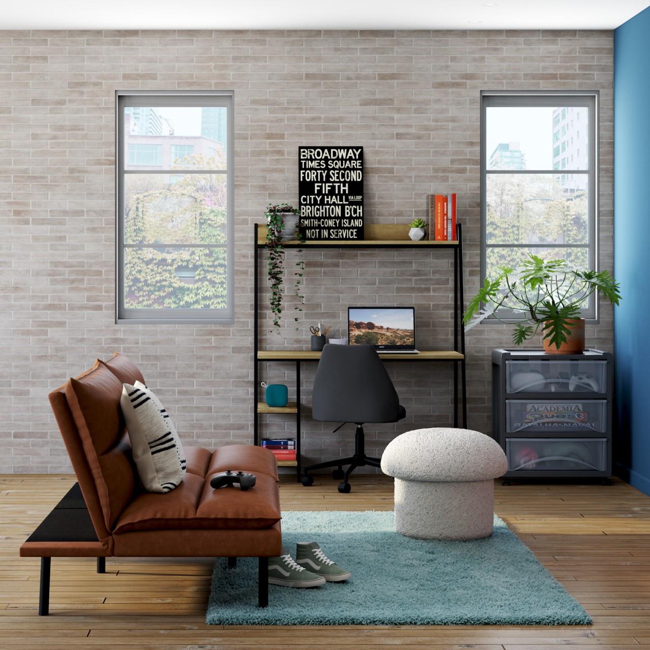 Bushwick Ladder Desk, Natural and Black Metal - Natural