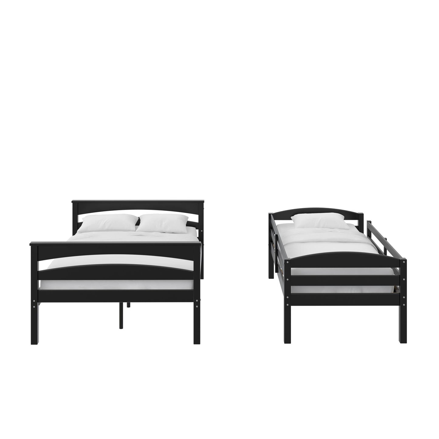 Brady Twin over Full Wooden Bunk Bed Frame with Ladder - Black