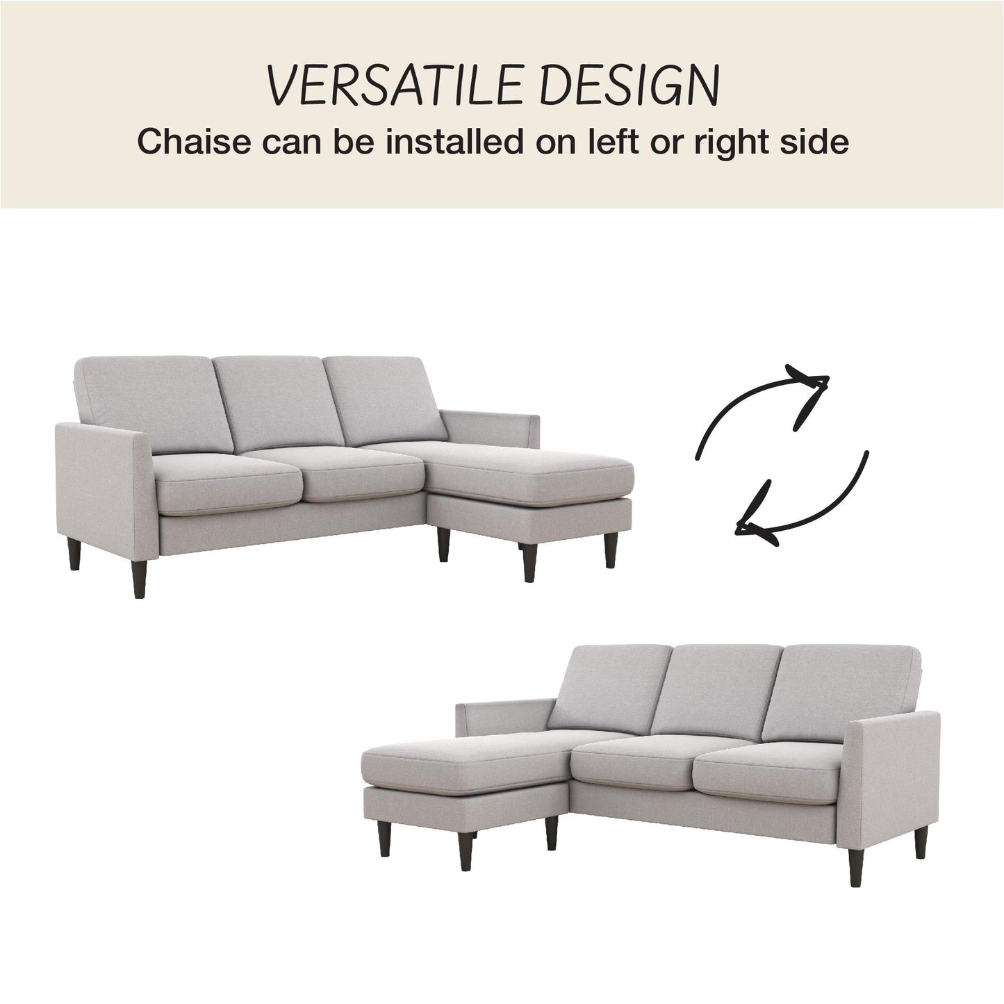 Winston Reversible Sofa Sectional - Light Gray