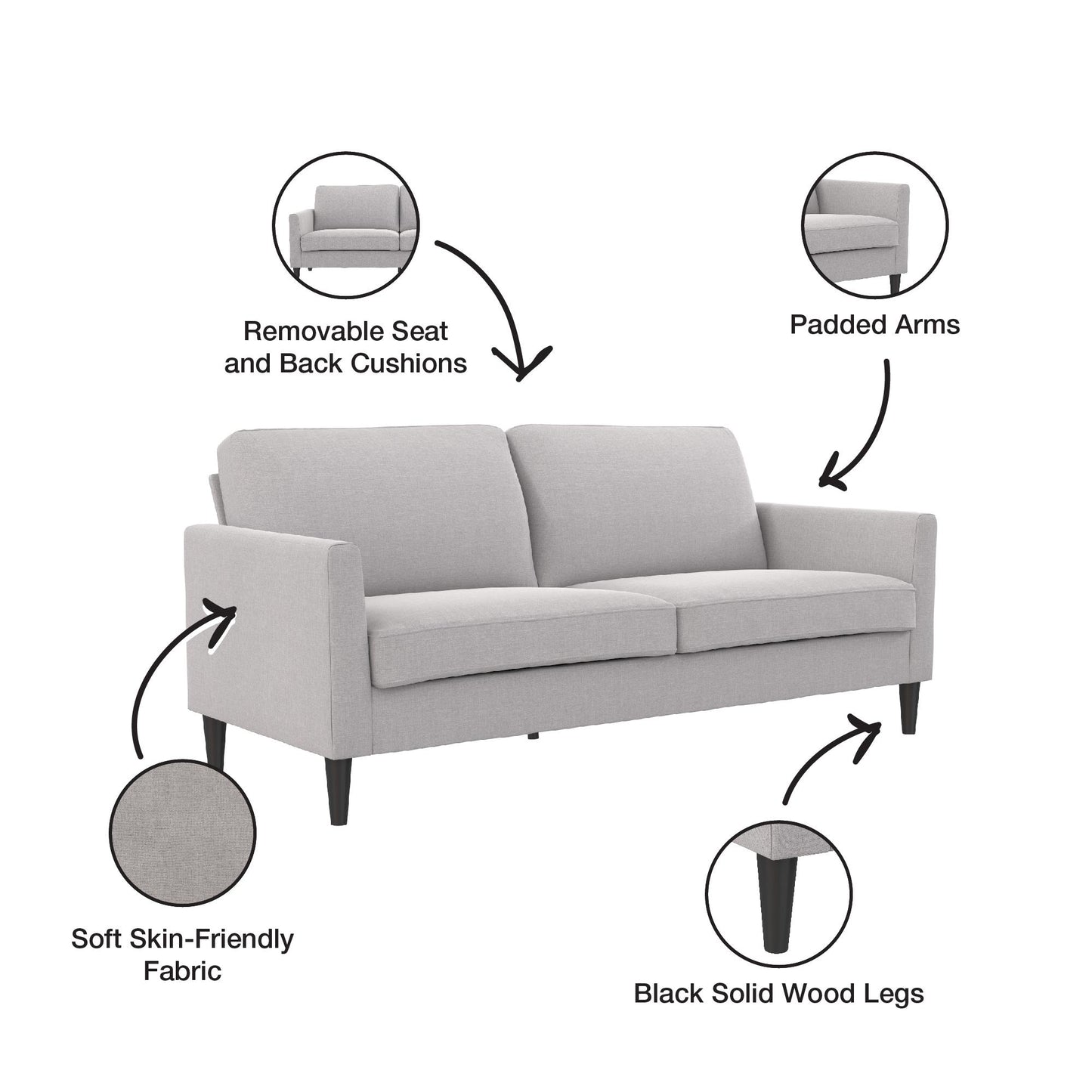 Winston Sofa with Pocket Coils - Light Gray