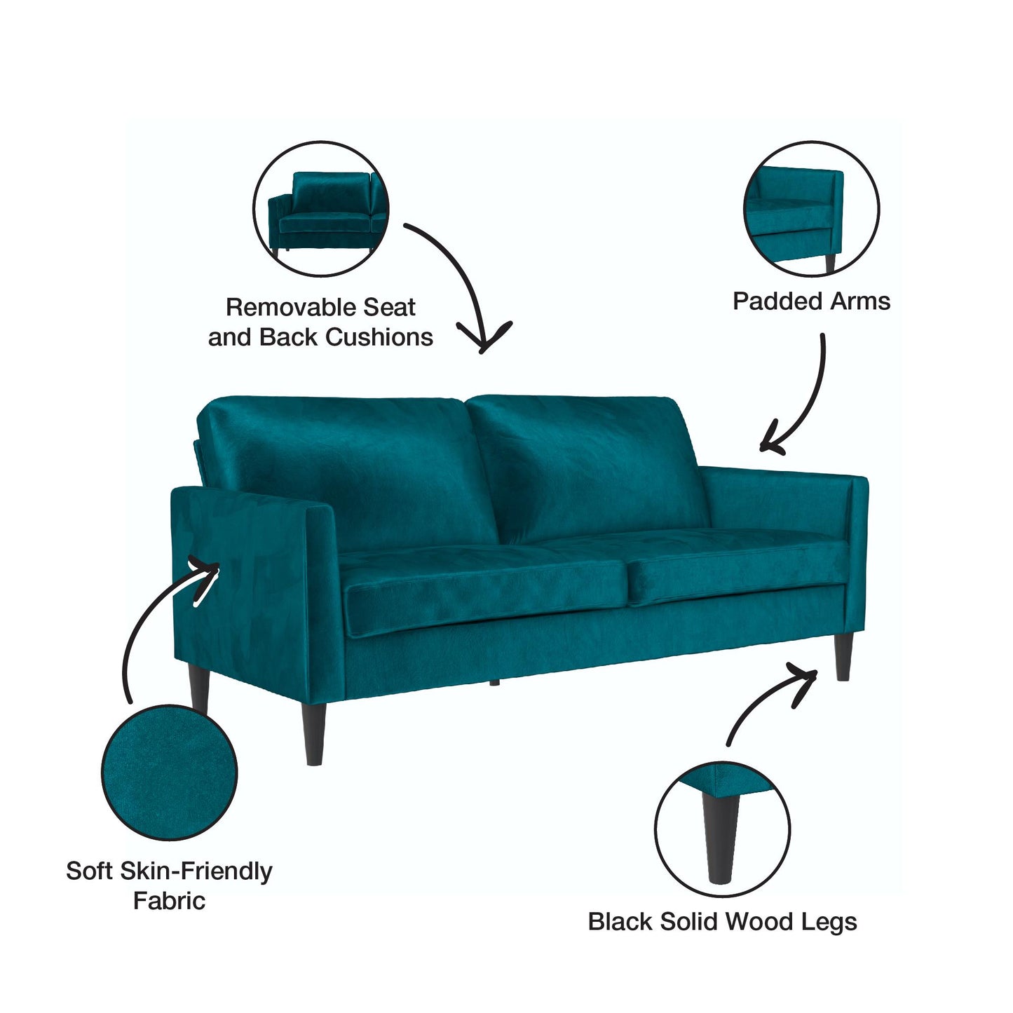 Winston Sofa with Pocket Coils - Green