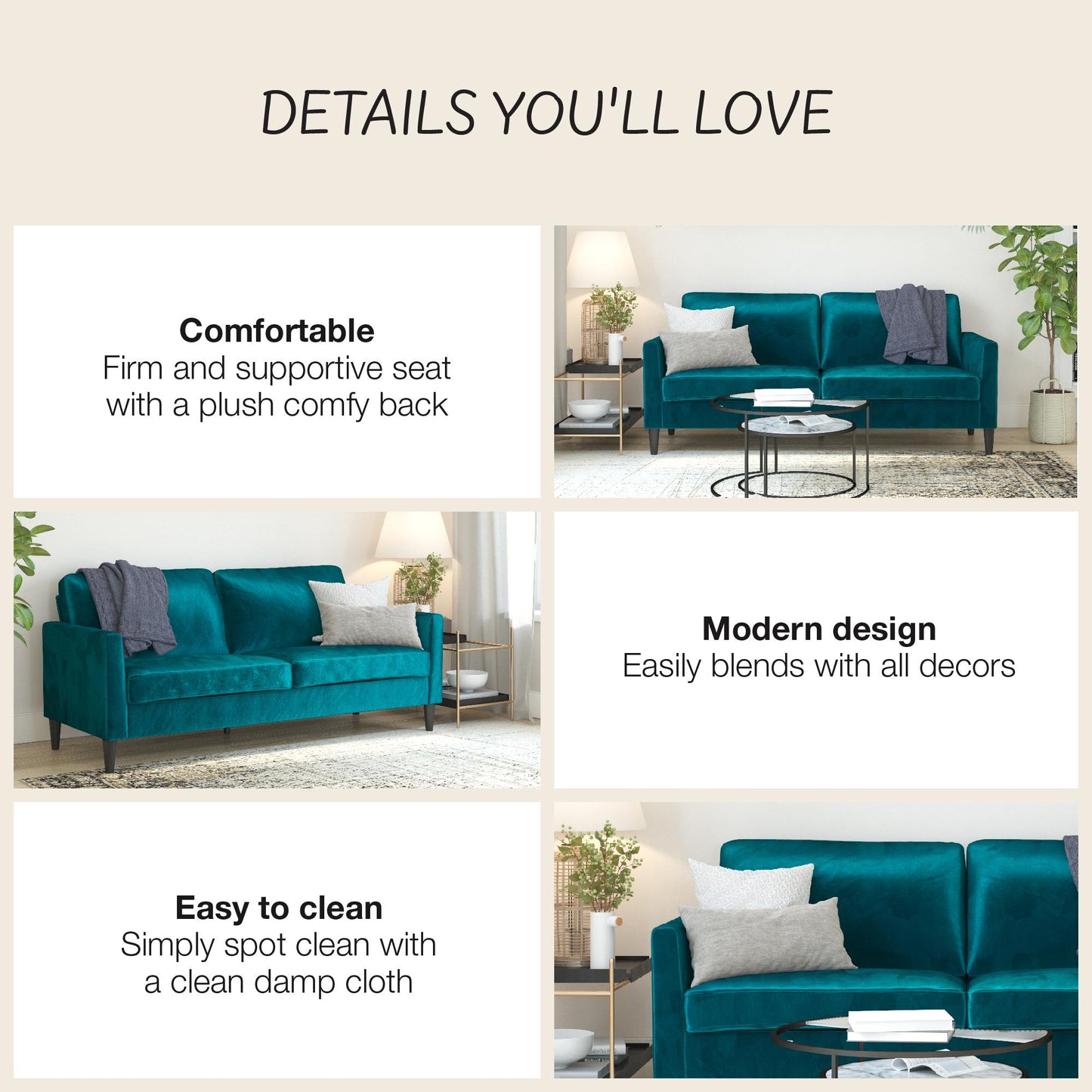 Winston Sofa with Pocket Coils - Green