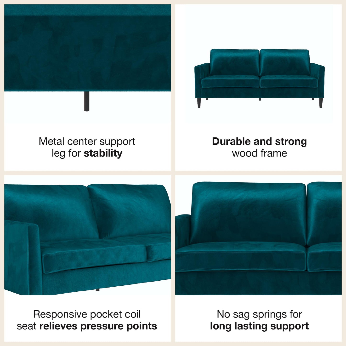Winston Sofa with Pocket Coils - Green